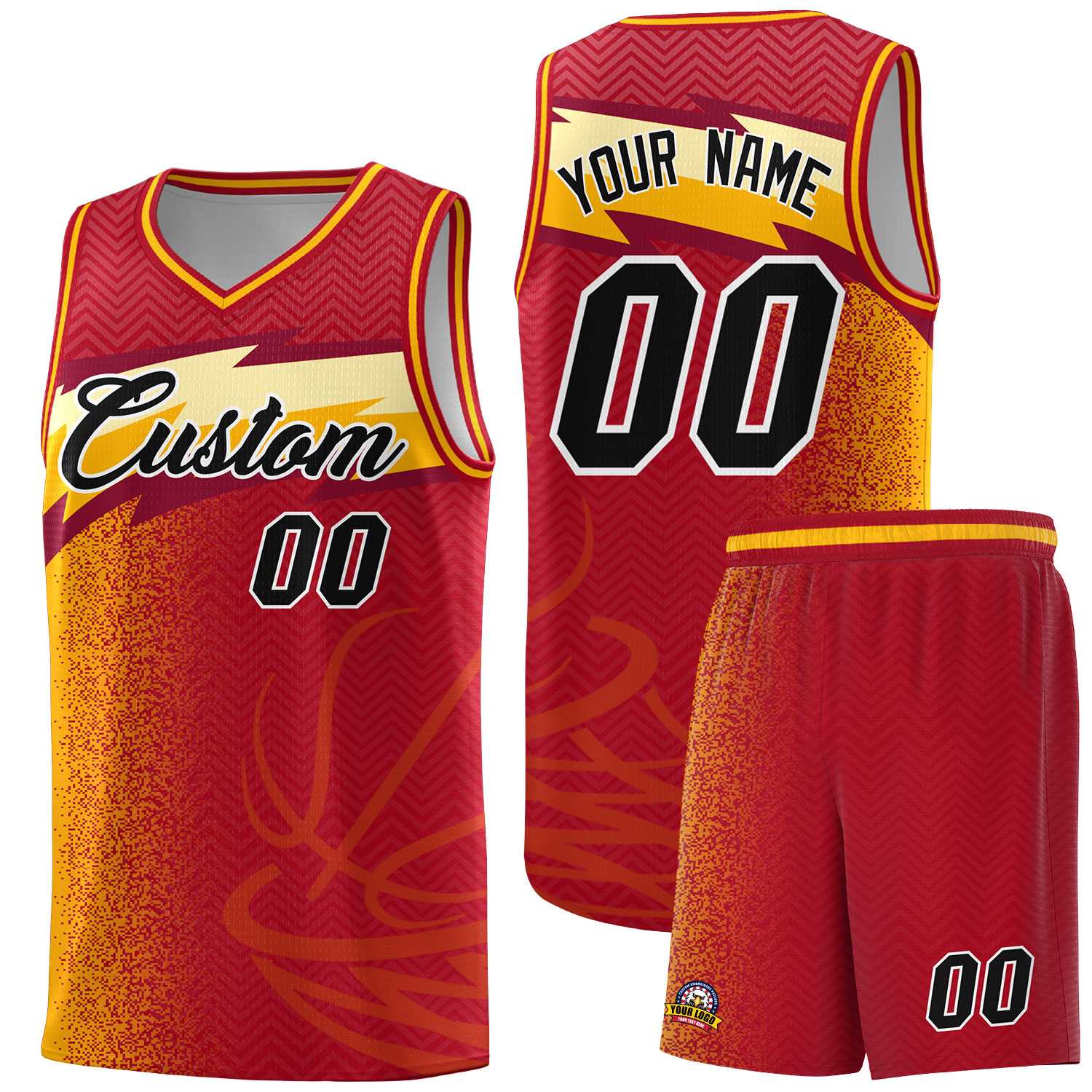 Custom Red Dot Scatter Graffiti Pattern Sports Uniform Basketball Jersey|KXKSHOP