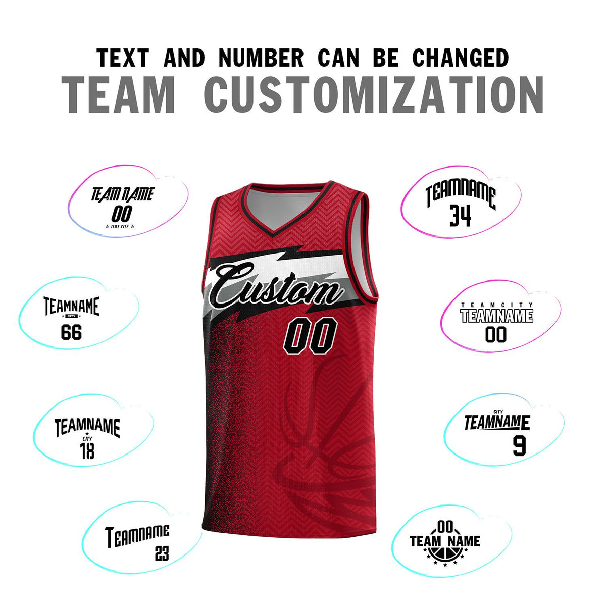 Custom Red Dot Scatter Graffiti Pattern Sports Uniform Basketball Jersey|KXKSHOP