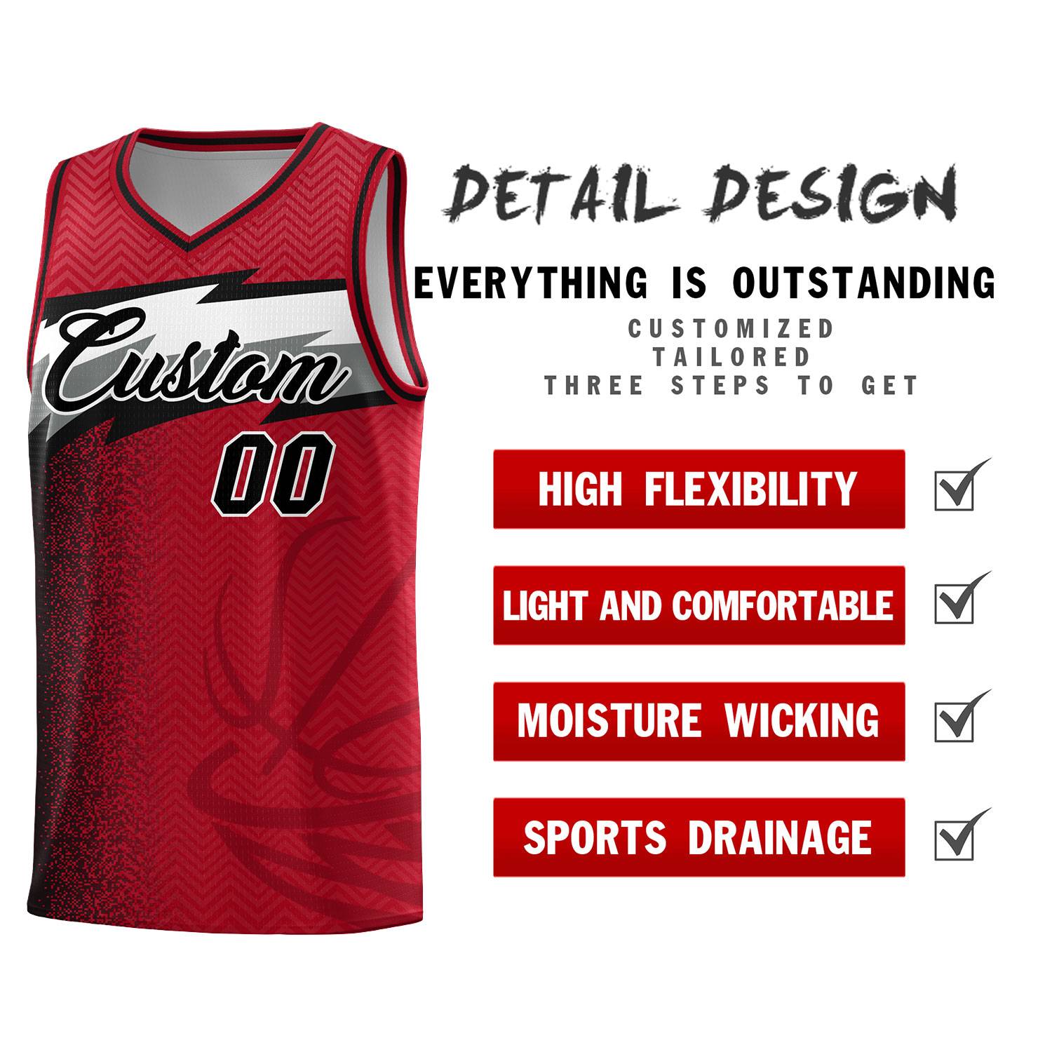 Custom Red Dot Scatter Graffiti Pattern Sports Uniform Basketball Jersey|KXKSHOP