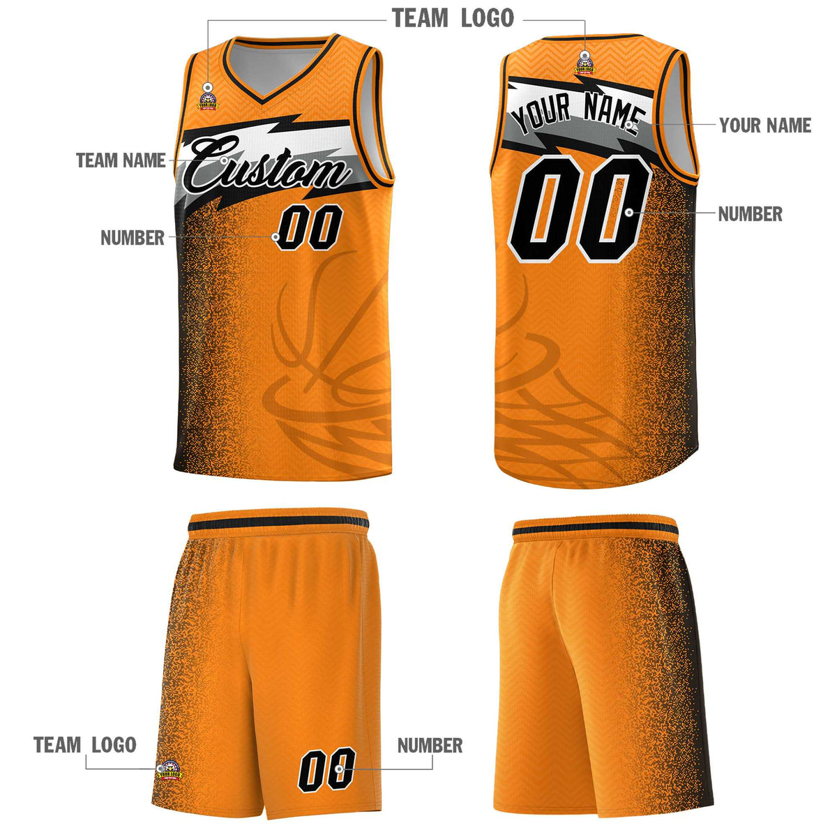 Custom Broncos Orange Dot Scatter Graffiti Pattern Sports Uniform Basketball Jersey|KXKSHOP