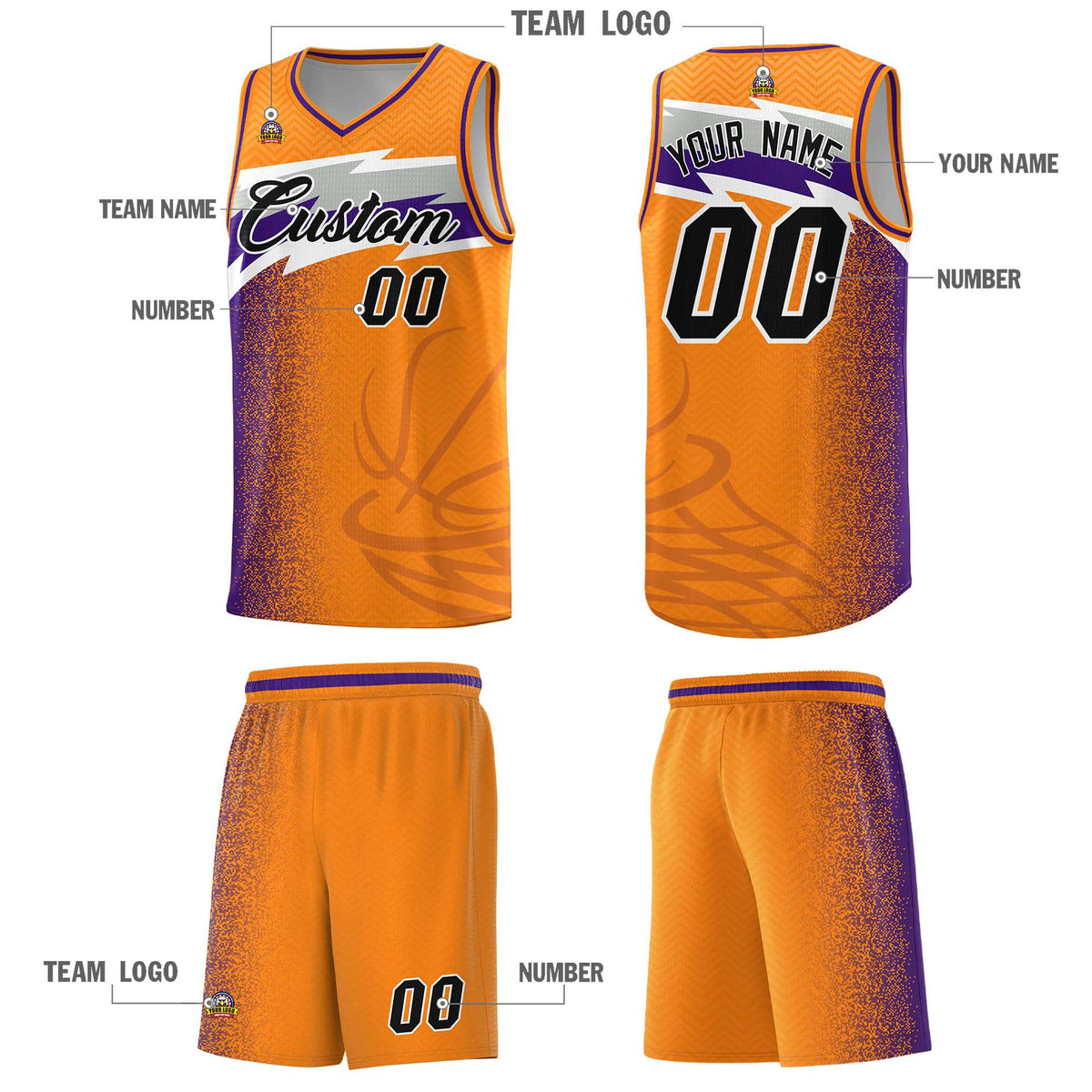 Custom Broncos Orange Dot Scatter Graffiti Pattern Sports Uniform Basketball Jersey|KXKSHOP