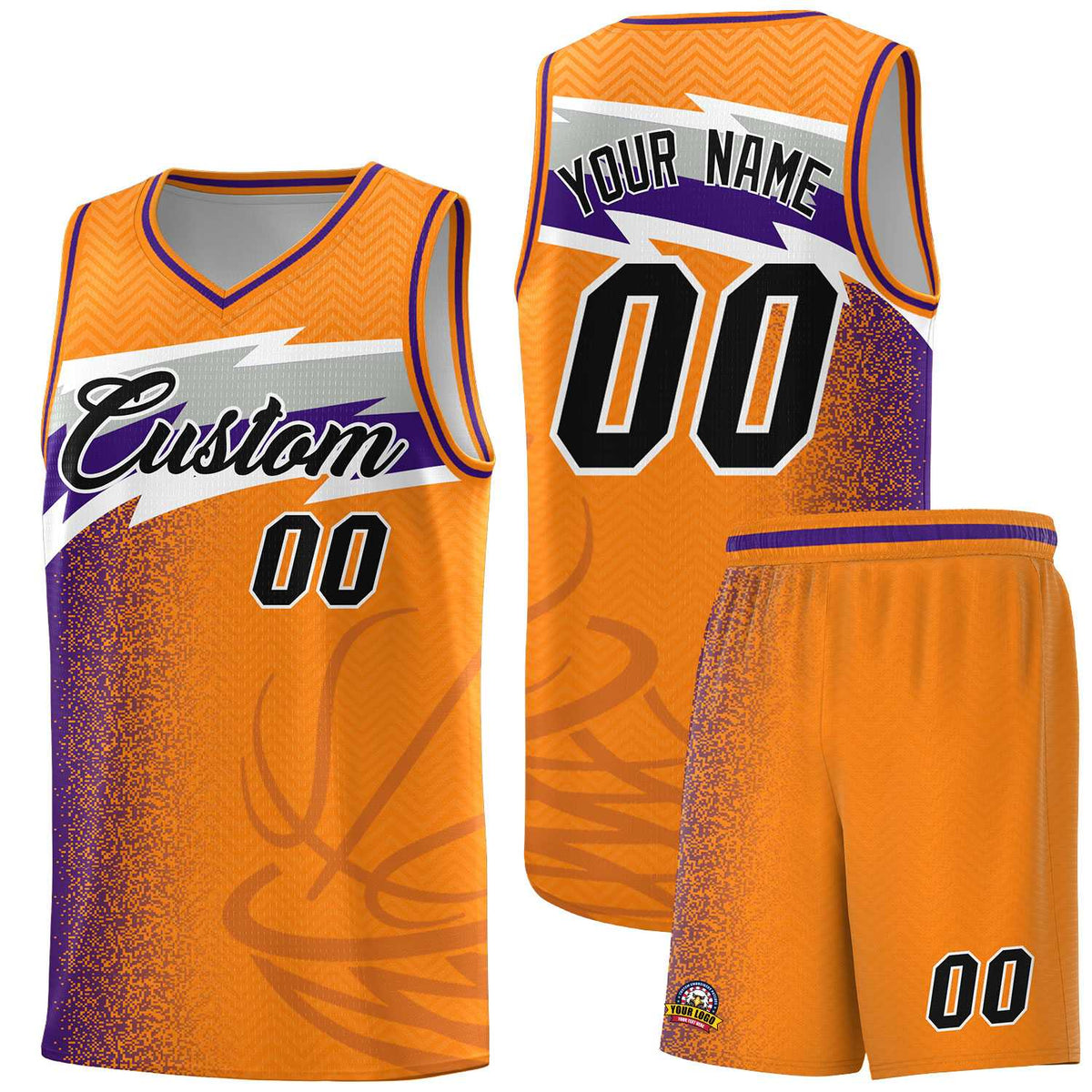 Custom Broncos Orange Dot Scatter Graffiti Pattern Sports Uniform Basketball Jersey|KXKSHOP