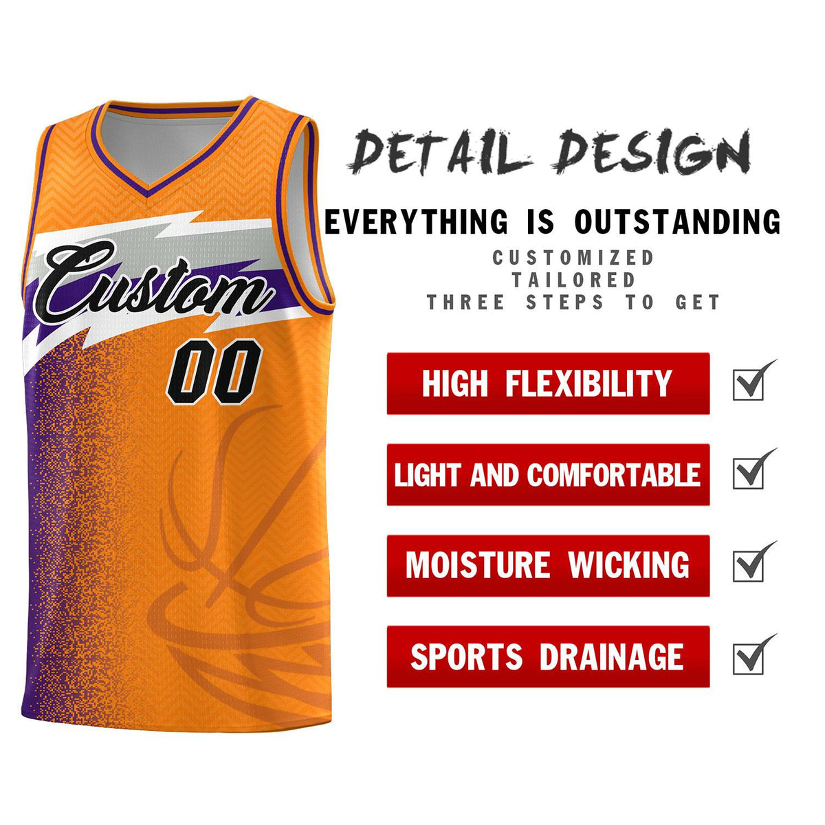 Custom Broncos Orange Dot Scatter Graffiti Pattern Sports Uniform Basketball Jersey|KXKSHOP