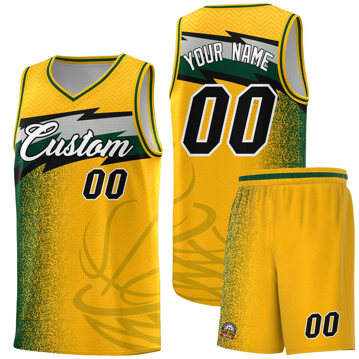 Custom Gold Dot Scatter Graffiti Pattern Sports Uniform Basketball Jersey|KXKSHOP