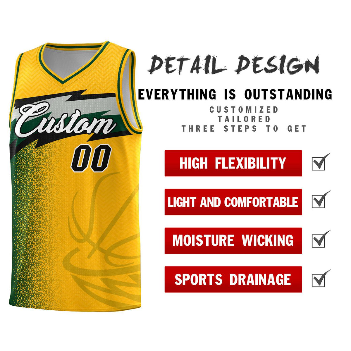 Custom Gold Dot Scatter Graffiti Pattern Sports Uniform Basketball Jersey|KXKSHOP