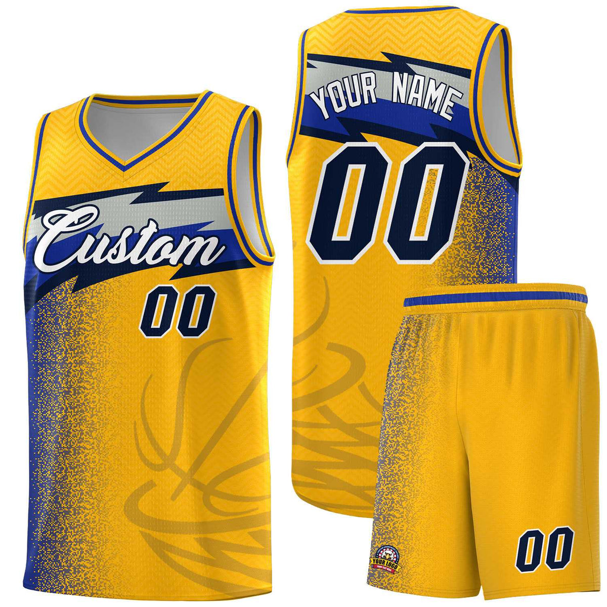 Custom Gold Dot Scatter Graffiti Pattern Sports Uniform Basketball Jersey|KXKSHOP