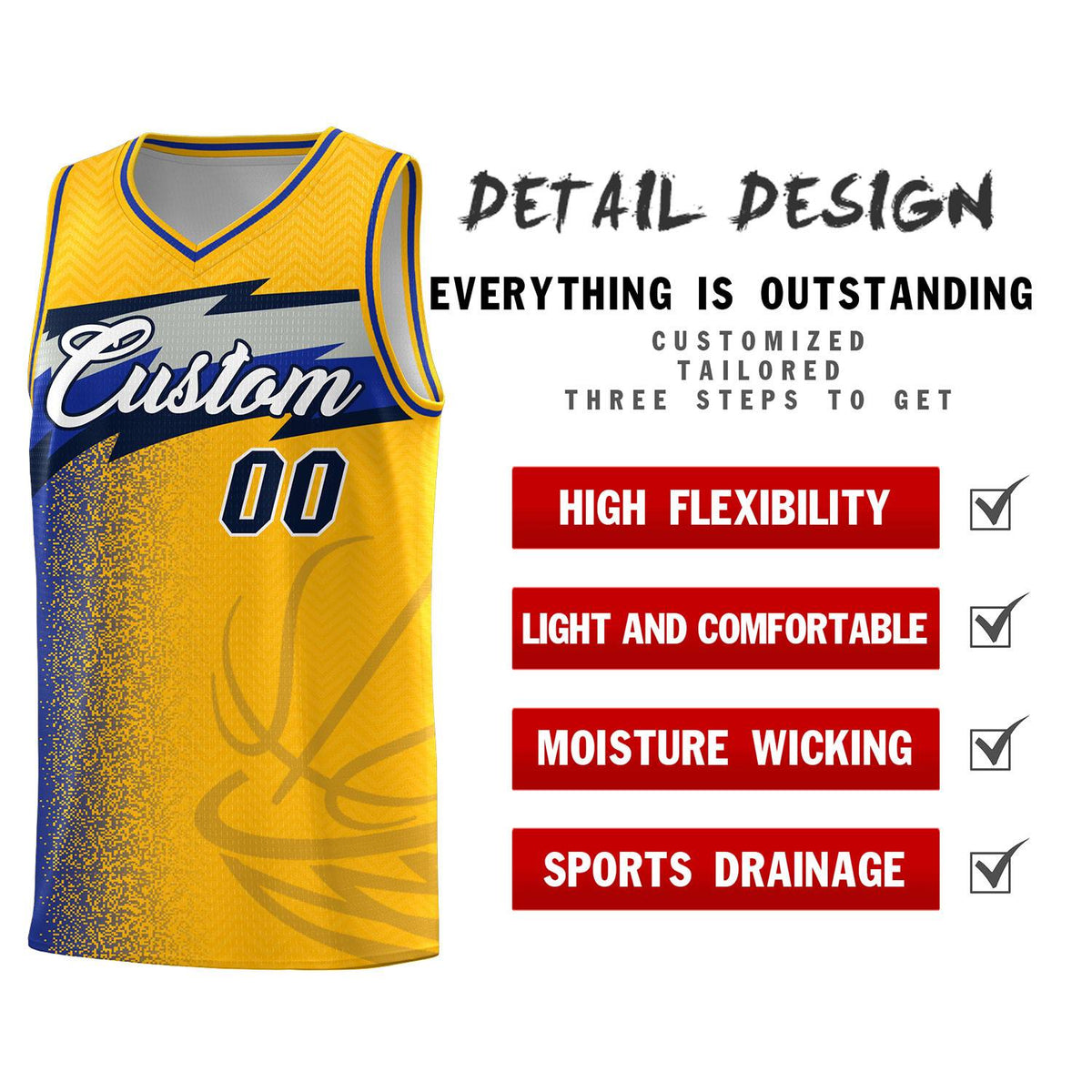 Custom Gold Dot Scatter Graffiti Pattern Sports Uniform Basketball Jersey|KXKSHOP