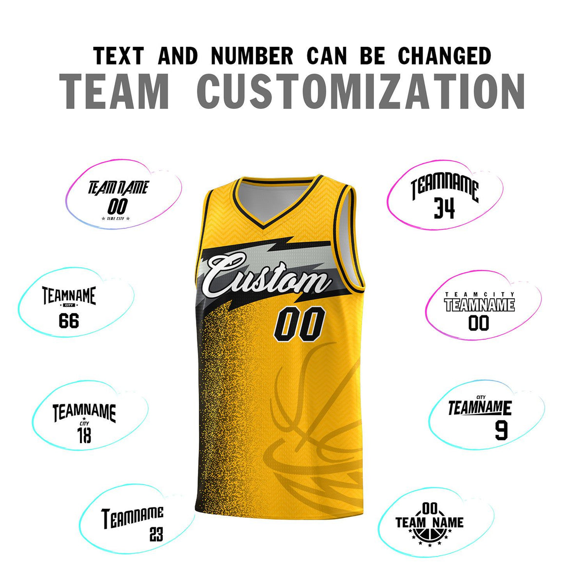 Custom Gold Dot Scatter Graffiti Pattern Sports Uniform Basketball Jersey|KXKSHOP