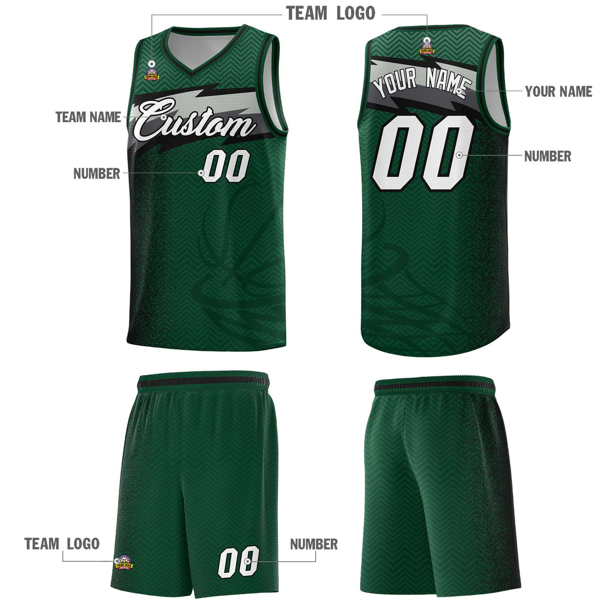 Custom Kelly Green Dot Scatter Graffiti Pattern Sports Uniform Basketball Jersey|KXKSHOP