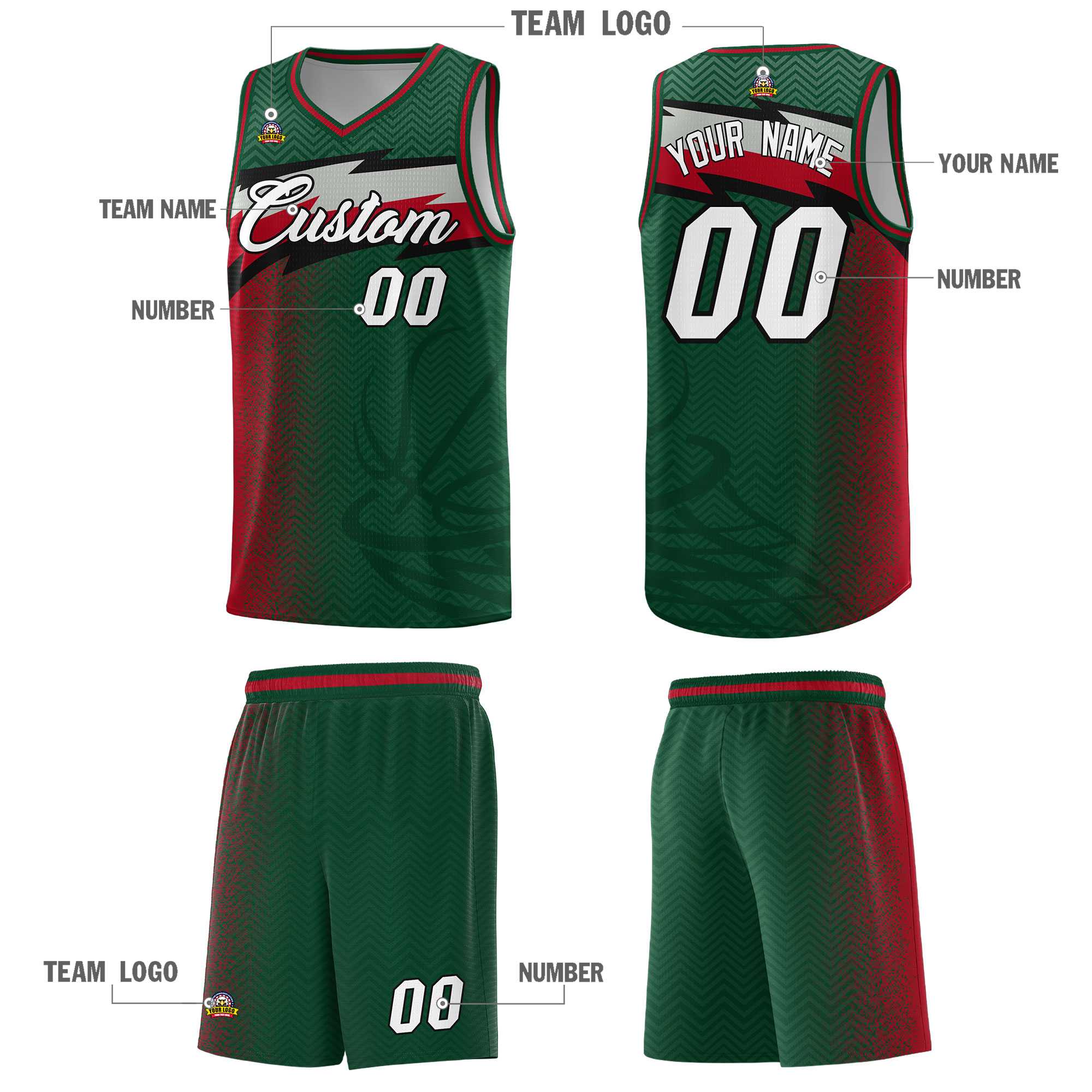 Custom Kelly Green Dot Scatter Graffiti Pattern Sports Uniform Basketball Jersey|KXKSHOP