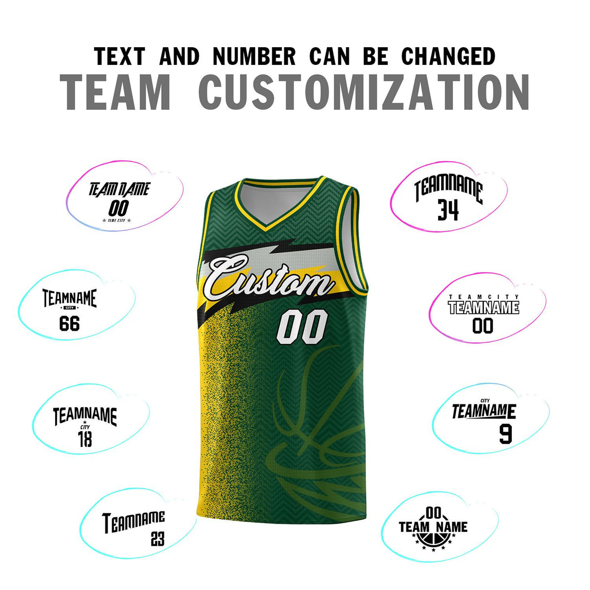Custom Kelly Green Dot Scatter Graffiti Pattern Sports Uniform Basketball Jersey|KXKSHOP