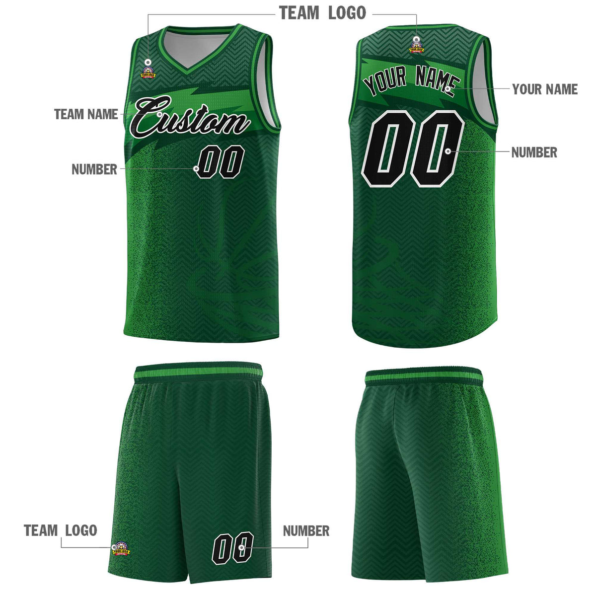 Custom Kelly Green Dot Scatter Graffiti Pattern Sports Uniform Basketball Jersey|KXKSHOP