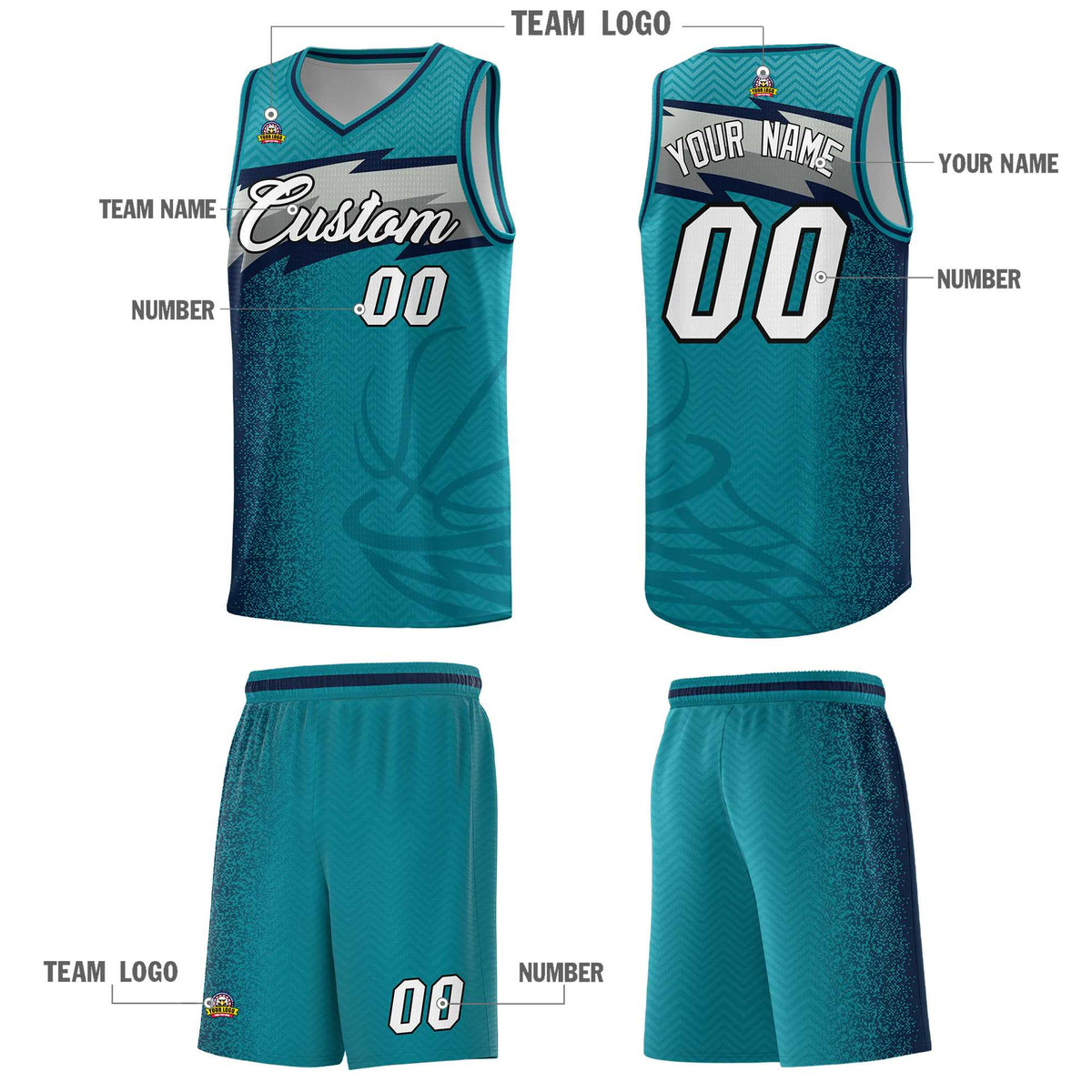 Custom Aqua Dot Scatter Graffiti Pattern Sports Uniform Basketball Jersey|KXKSHOP