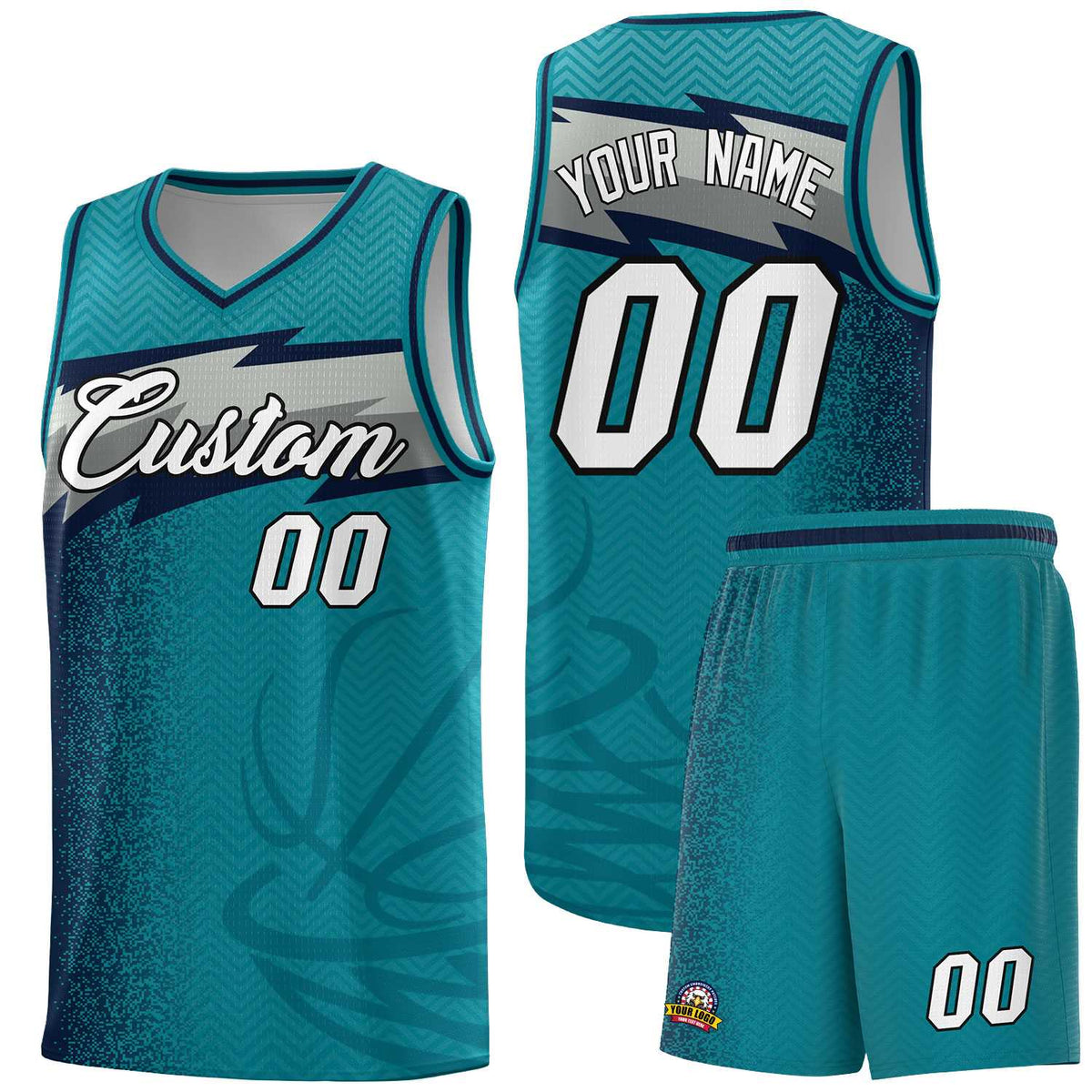 Custom Aqua Dot Scatter Graffiti Pattern Sports Uniform Basketball Jersey|KXKSHOP