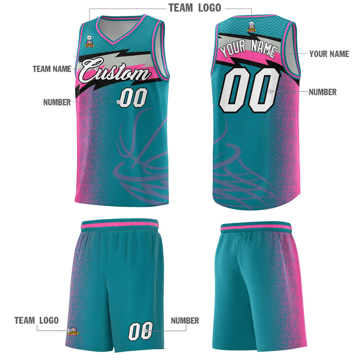 Custom Aqua Dot Scatter Graffiti Pattern Sports Uniform Basketball Jersey|KXKSHOP