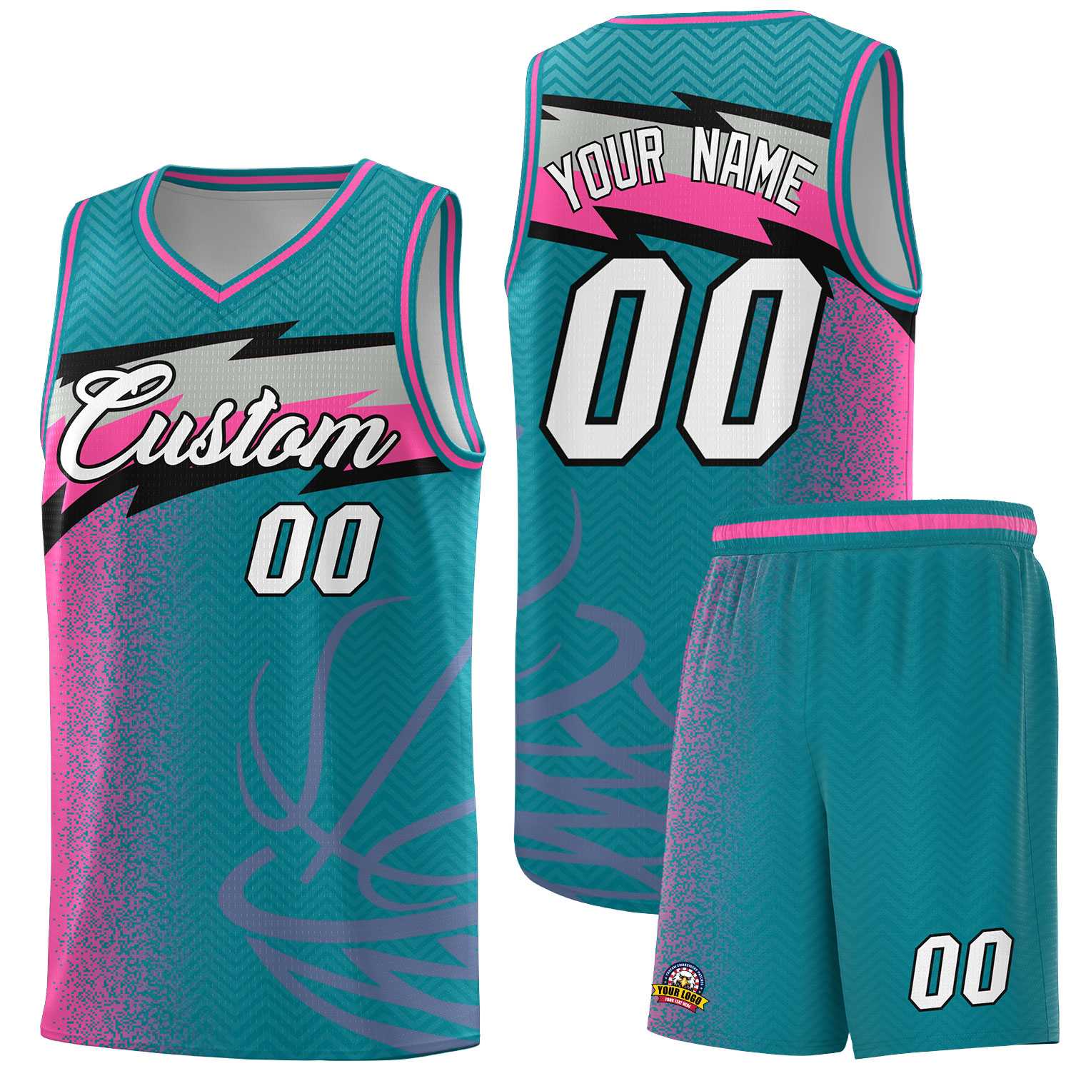 Custom Aqua Dot Scatter Graffiti Pattern Sports Uniform Basketball Jersey|KXKSHOP