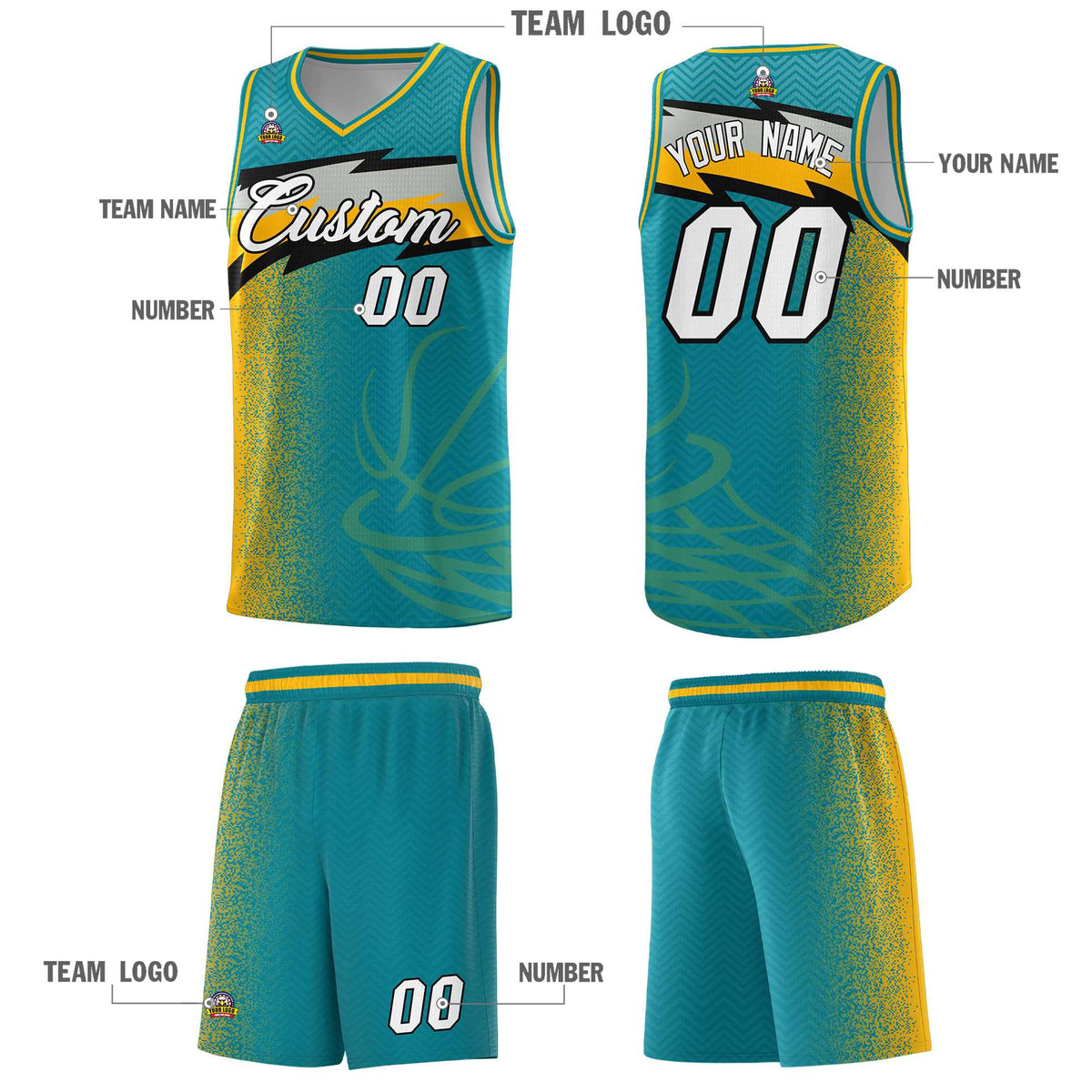 Custom Aqua Dot Scatter Graffiti Pattern Sports Uniform Basketball Jersey|KXKSHOP