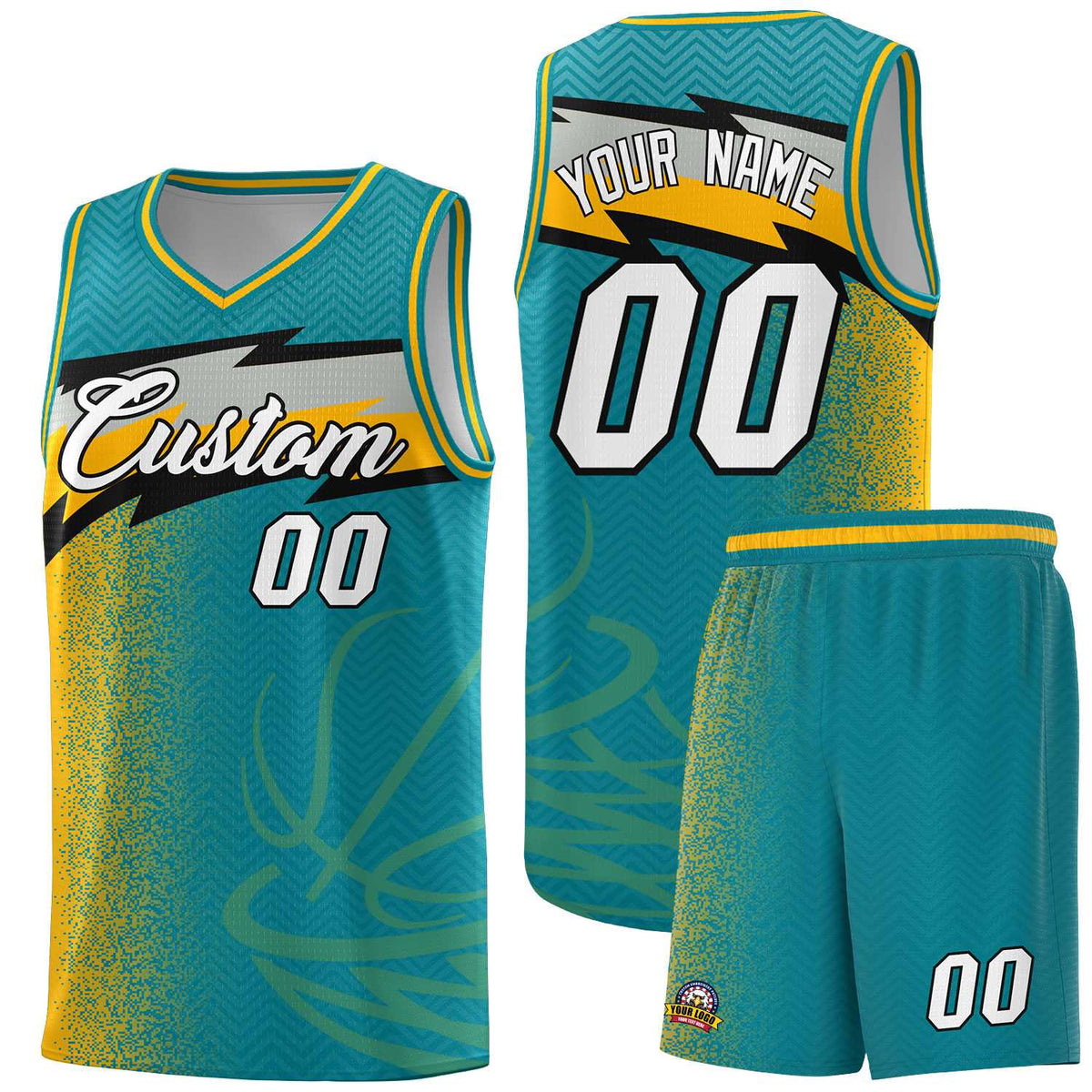 Custom Aqua Dot Scatter Graffiti Pattern Sports Uniform Basketball Jersey|KXKSHOP