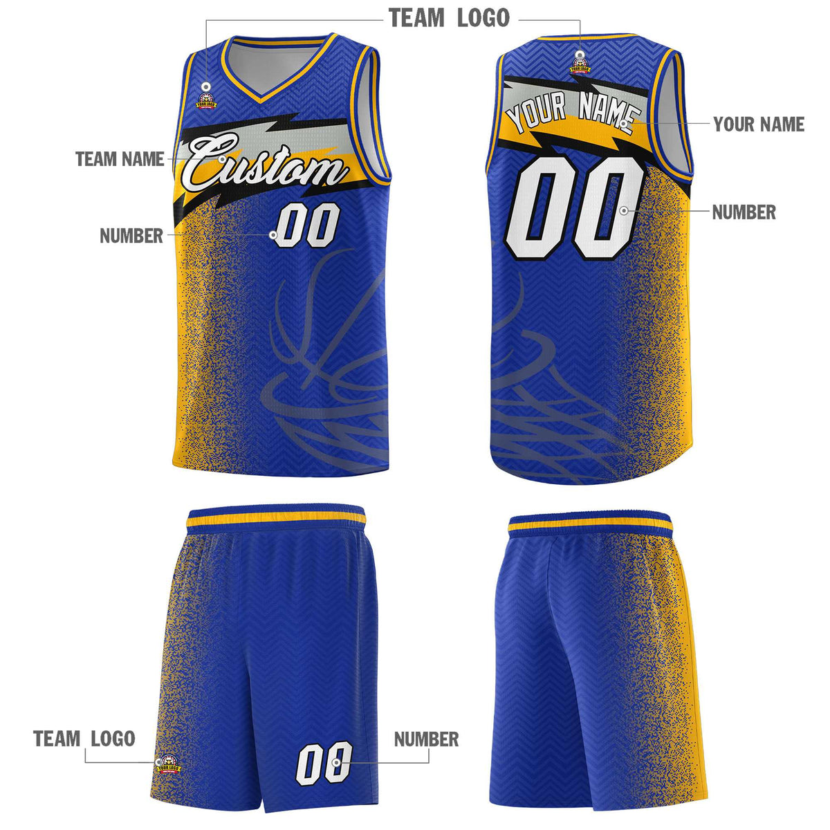 Custom Royal Dot Scatter Graffiti Pattern Sports Uniform Basketball Jersey|KXKSHOP