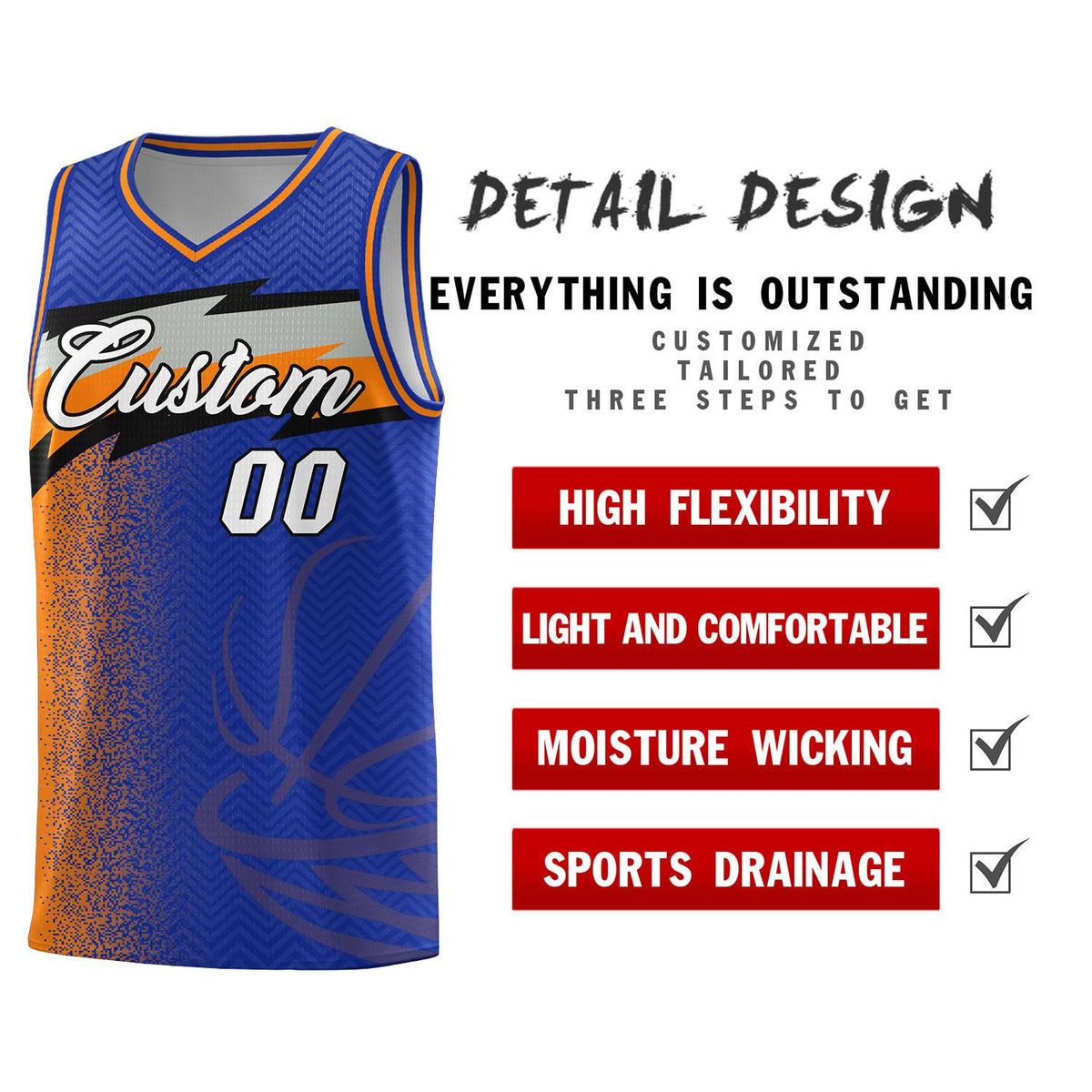 Custom Royal Dot Scatter Graffiti Pattern Sports Uniform Basketball Jersey|KXKSHOP