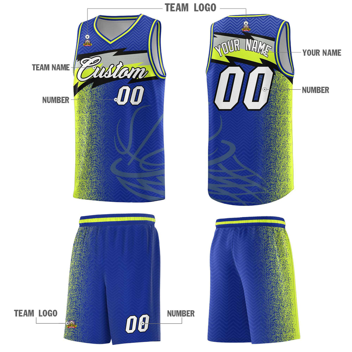 Custom Royal Dot Scatter Graffiti Pattern Sports Uniform Basketball Jersey|KXKSHOP