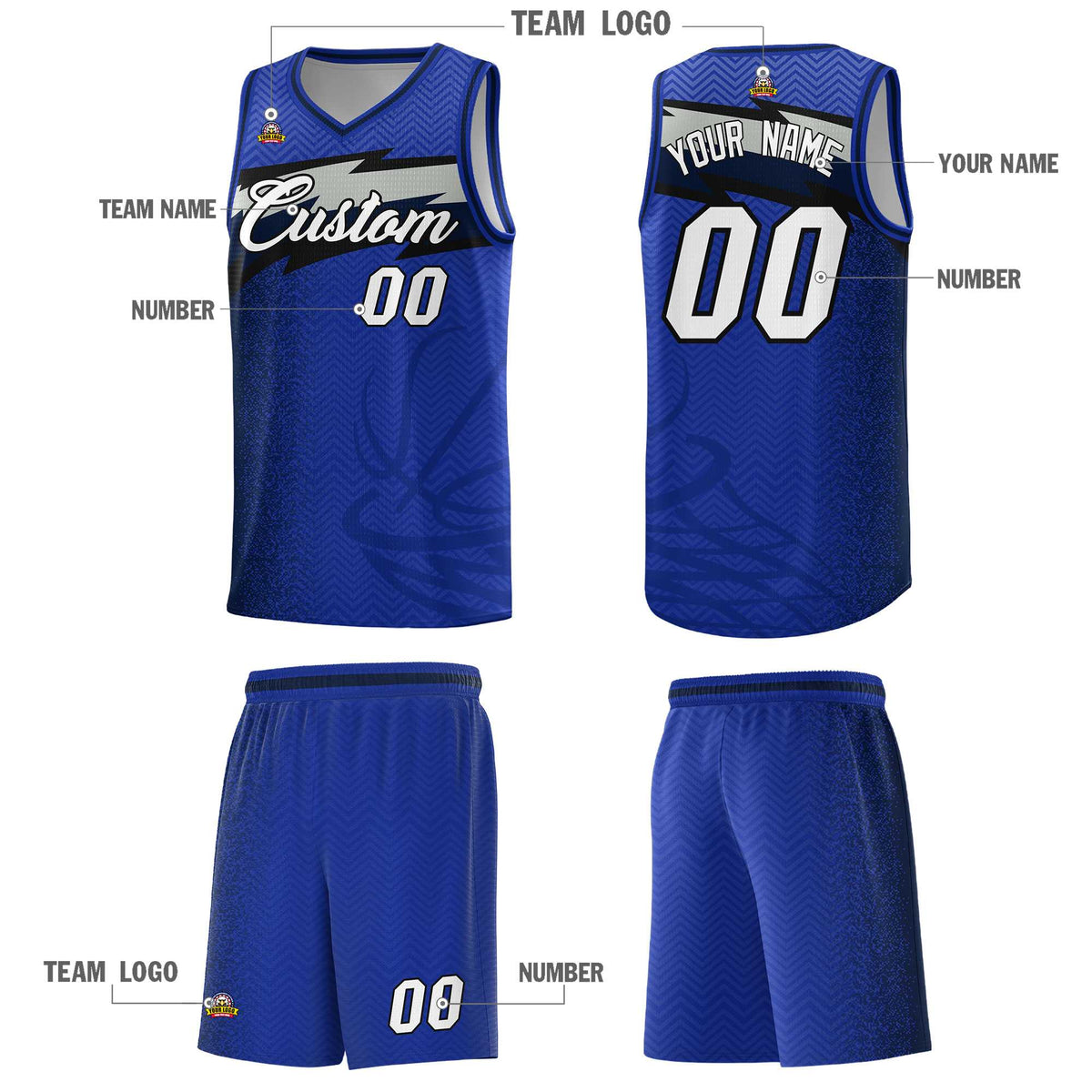Custom Royal Dot Scatter Graffiti Pattern Sports Uniform Basketball Jersey|KXKSHOP