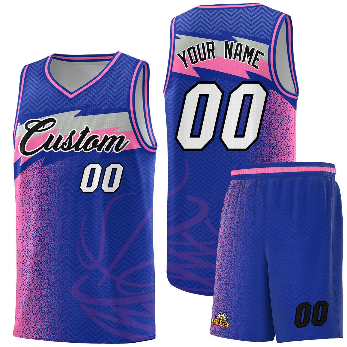 Custom Royal Dot Scatter Graffiti Pattern Sports Uniform Basketball Jersey|KXKSHOP