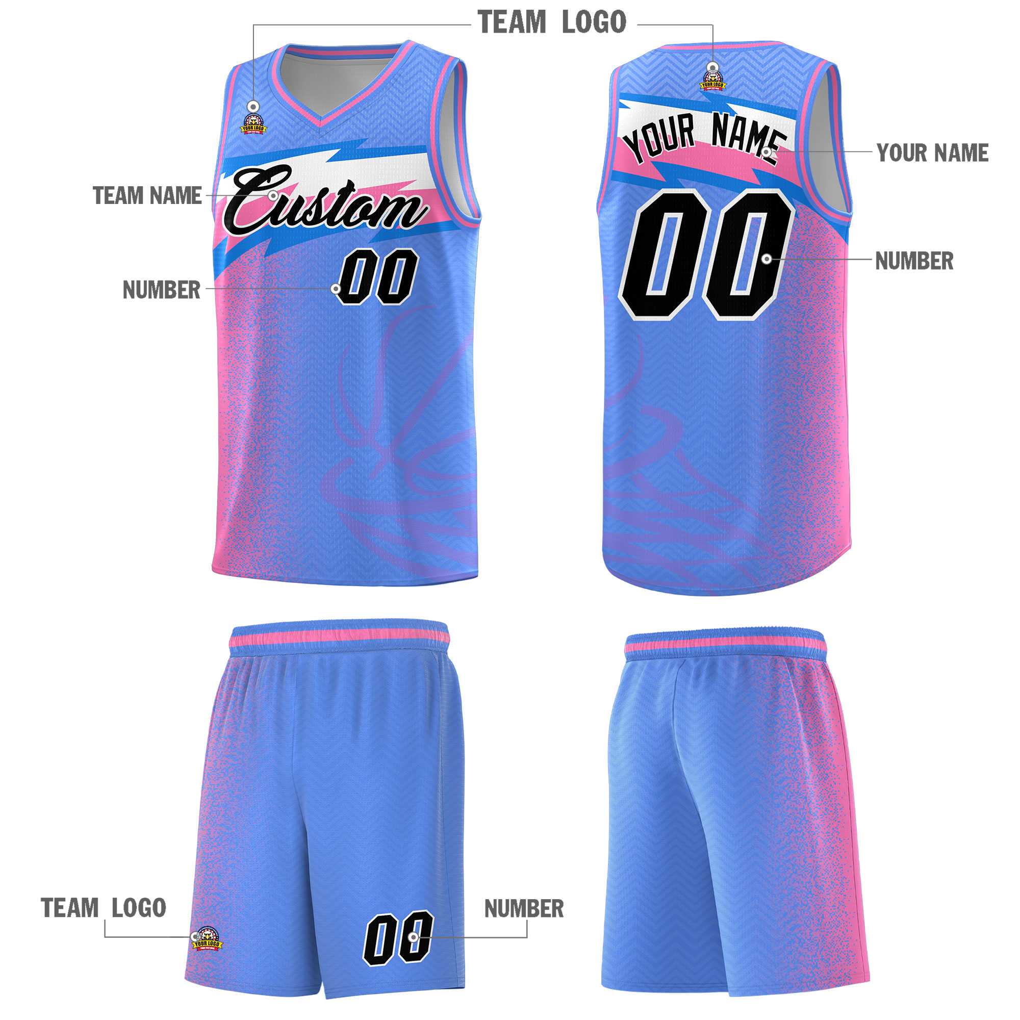 Custom Blue Dot Scatter Graffiti Pattern Sports Uniform Basketball Jersey|KXKSHOP