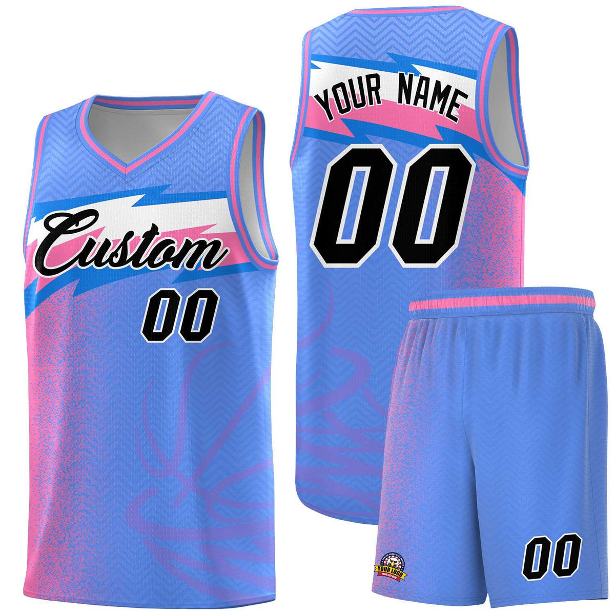 Custom Blue Dot Scatter Graffiti Pattern Sports Uniform Basketball Jersey|KXKSHOP