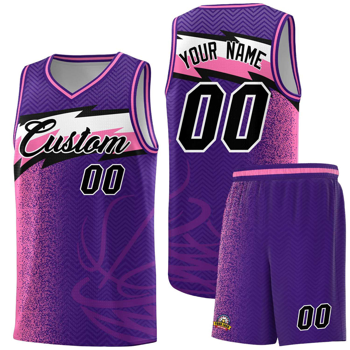 Custom Purple Dot Scatter Graffiti Pattern Sports Uniform Basketball Jersey|KXKSHOP