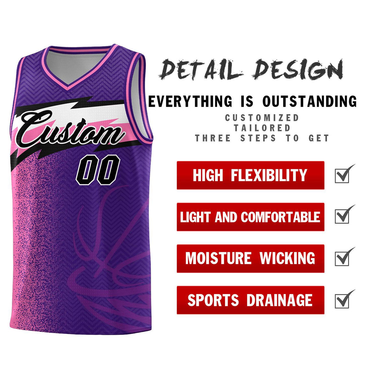 Custom Purple Dot Scatter Graffiti Pattern Sports Uniform Basketball Jersey|KXKSHOP