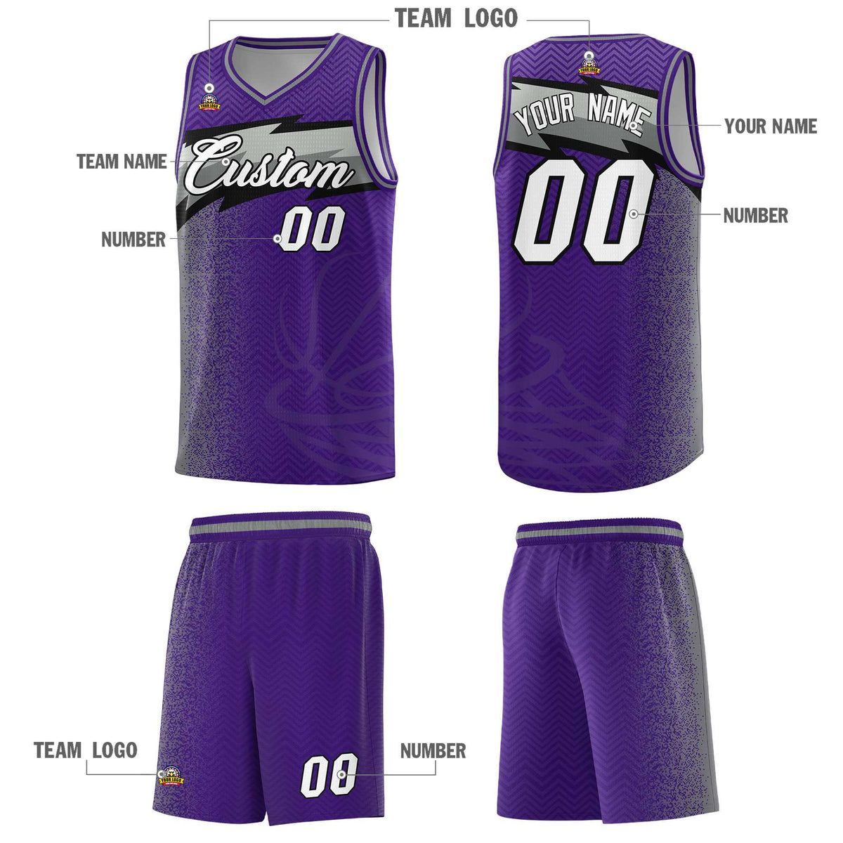 Custom Purple Dot Scatter Graffiti Pattern Sports Uniform Basketball Jersey|KXKSHOP