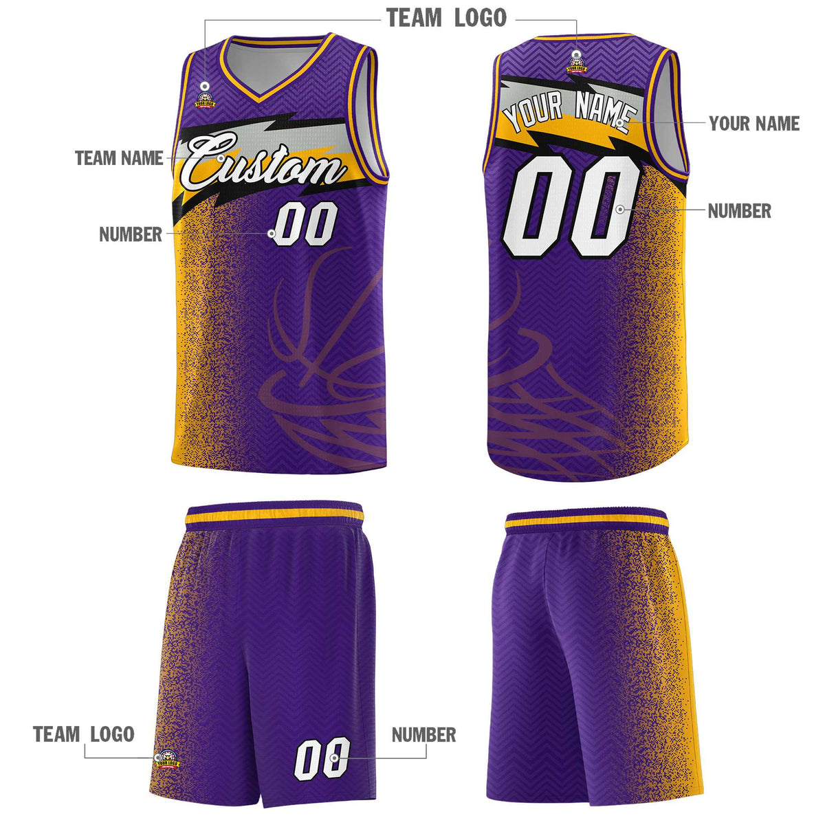 Custom Purple Dot Scatter Graffiti Pattern Sports Uniform Basketball Jersey|KXKSHOP