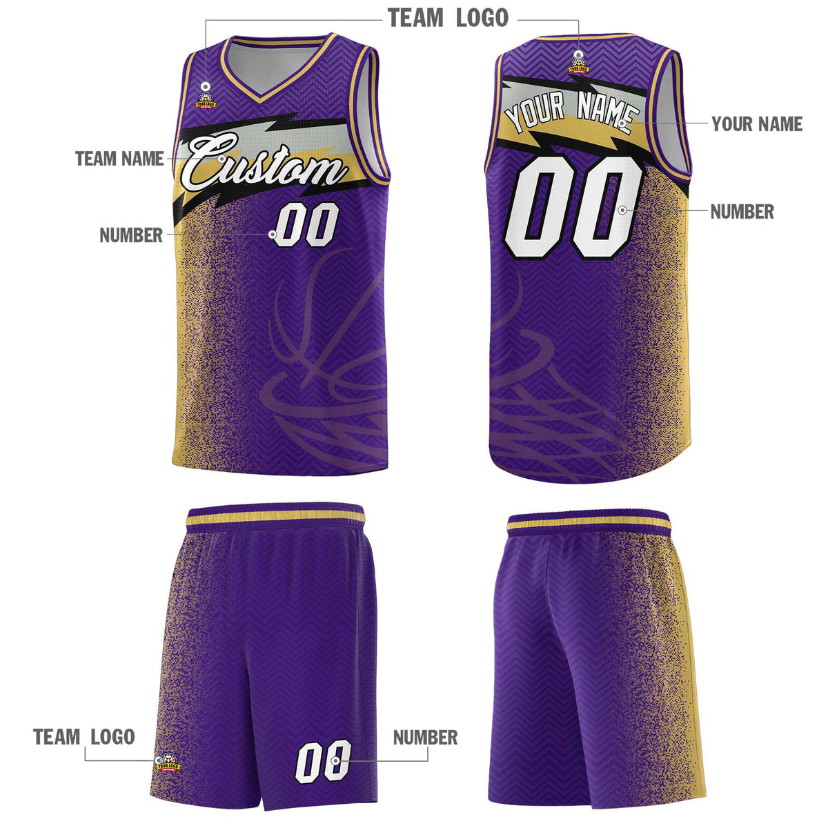 Custom Purple Dot Scatter Graffiti Pattern Sports Uniform Basketball Jersey|KXKSHOP