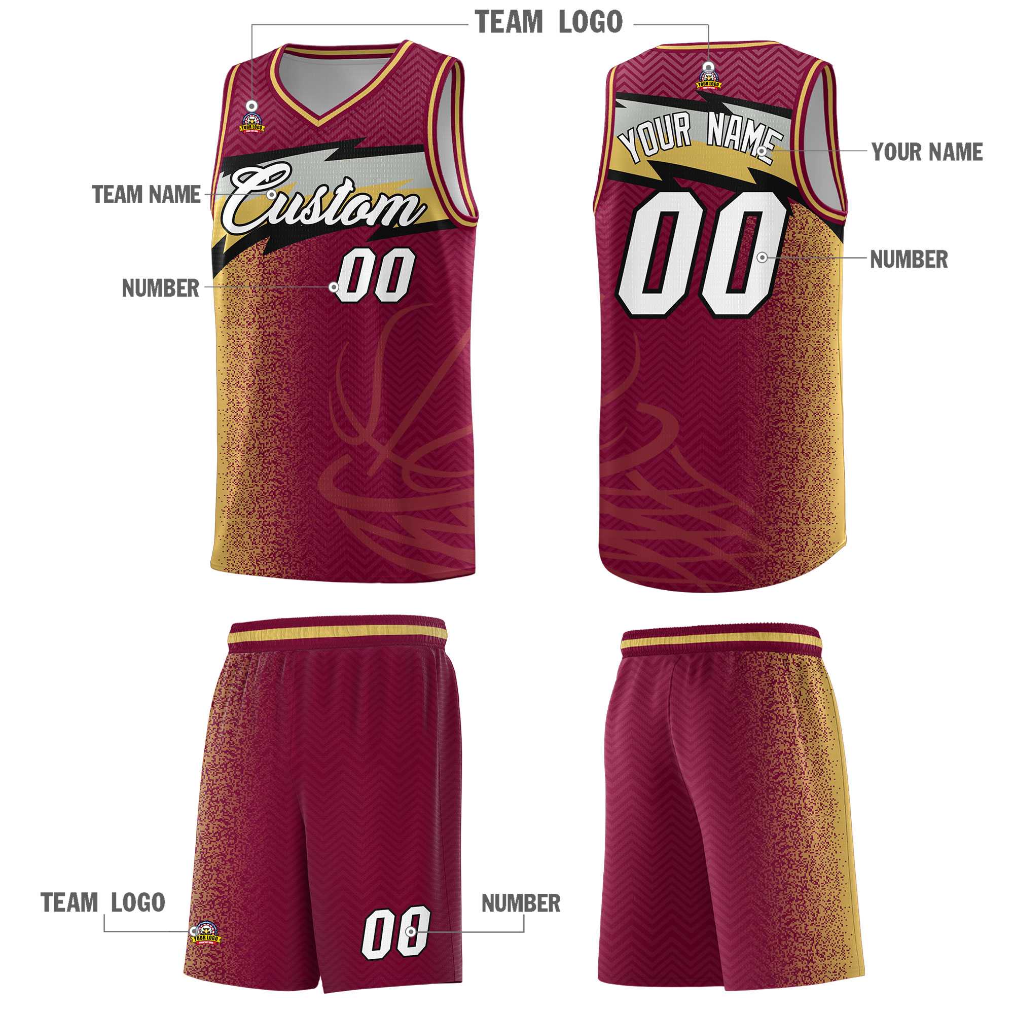 Custom Crimson Dot Scatter Graffiti Pattern Sports Uniform Basketball Jersey|KXKSHOP