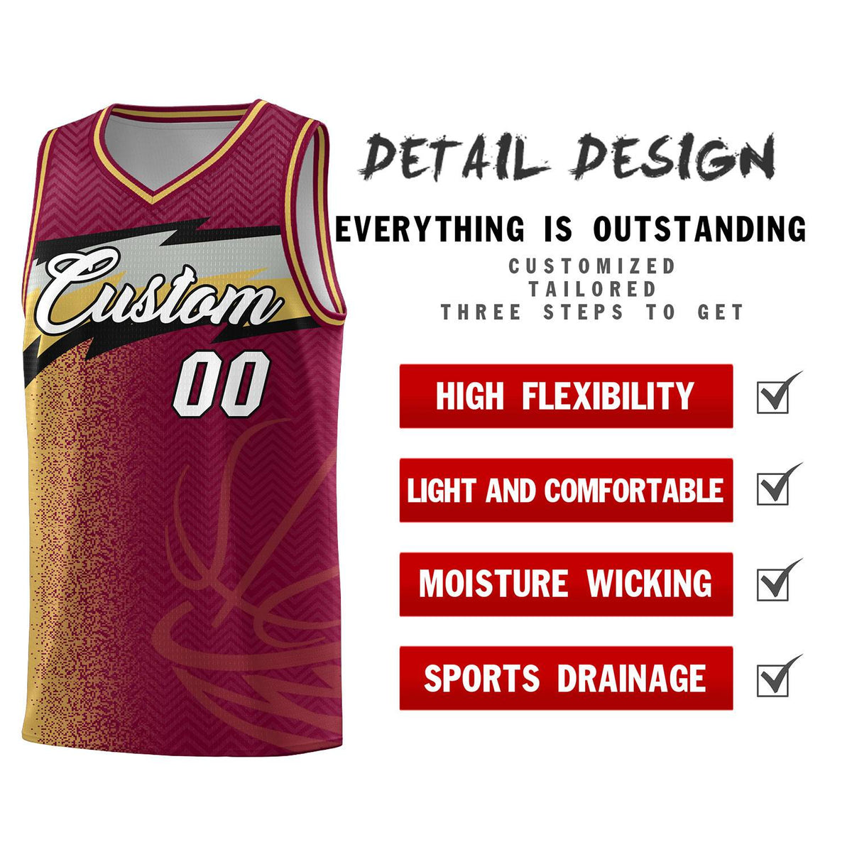 Custom Crimson Dot Scatter Graffiti Pattern Sports Uniform Basketball Jersey|KXKSHOP