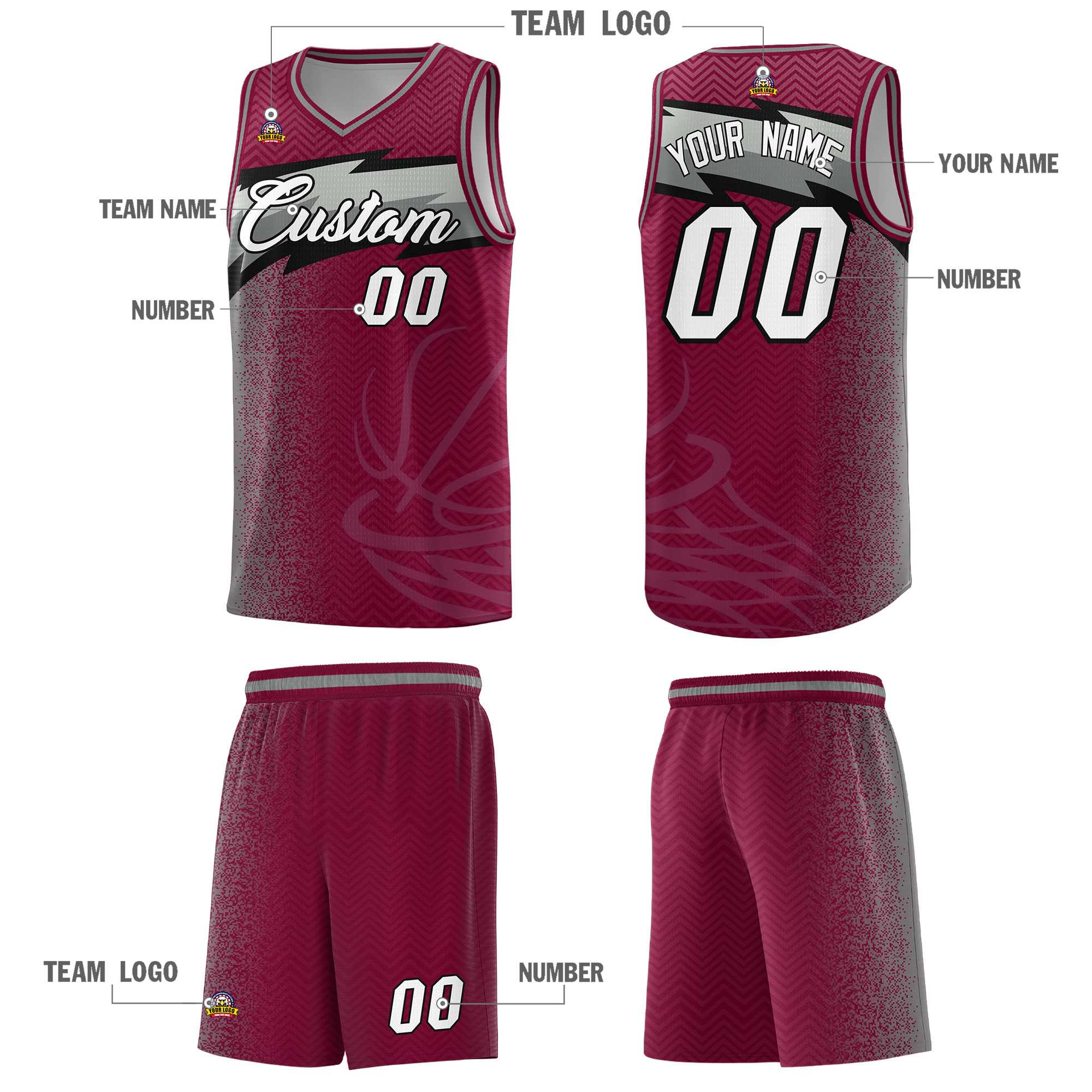 Custom Crimson Dot Scatter Graffiti Pattern Sports Uniform Basketball Jersey|KXKSHOP