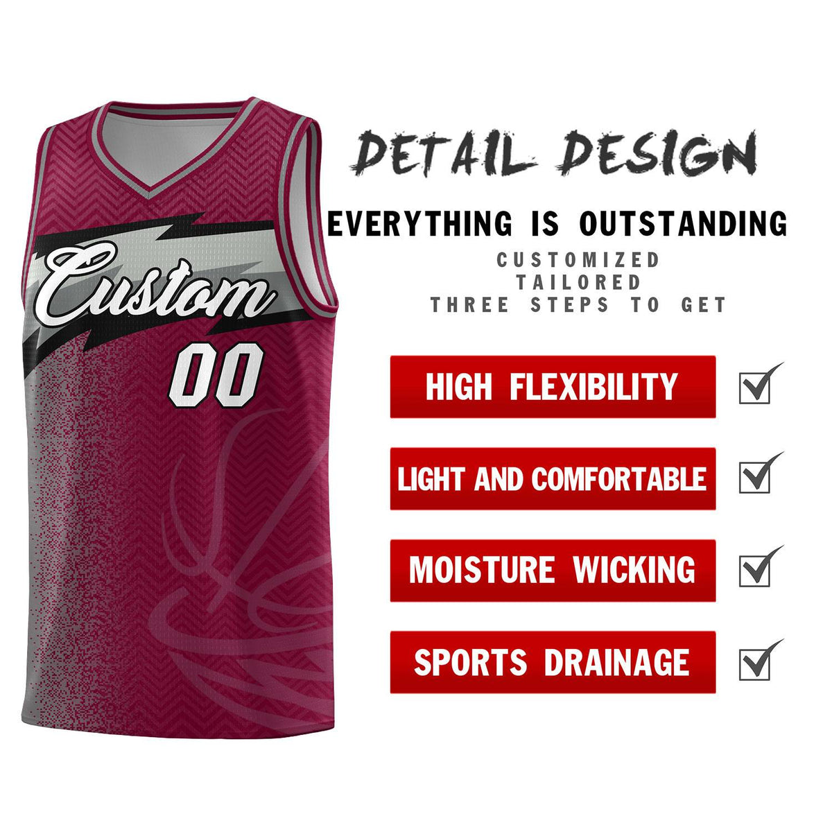 Custom Crimson Dot Scatter Graffiti Pattern Sports Uniform Basketball Jersey|KXKSHOP
