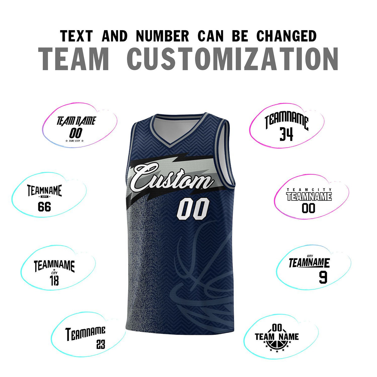 Custom Navy Dot Scatter Graffiti Pattern Sports Uniform Basketball Jersey|KXKSHOP