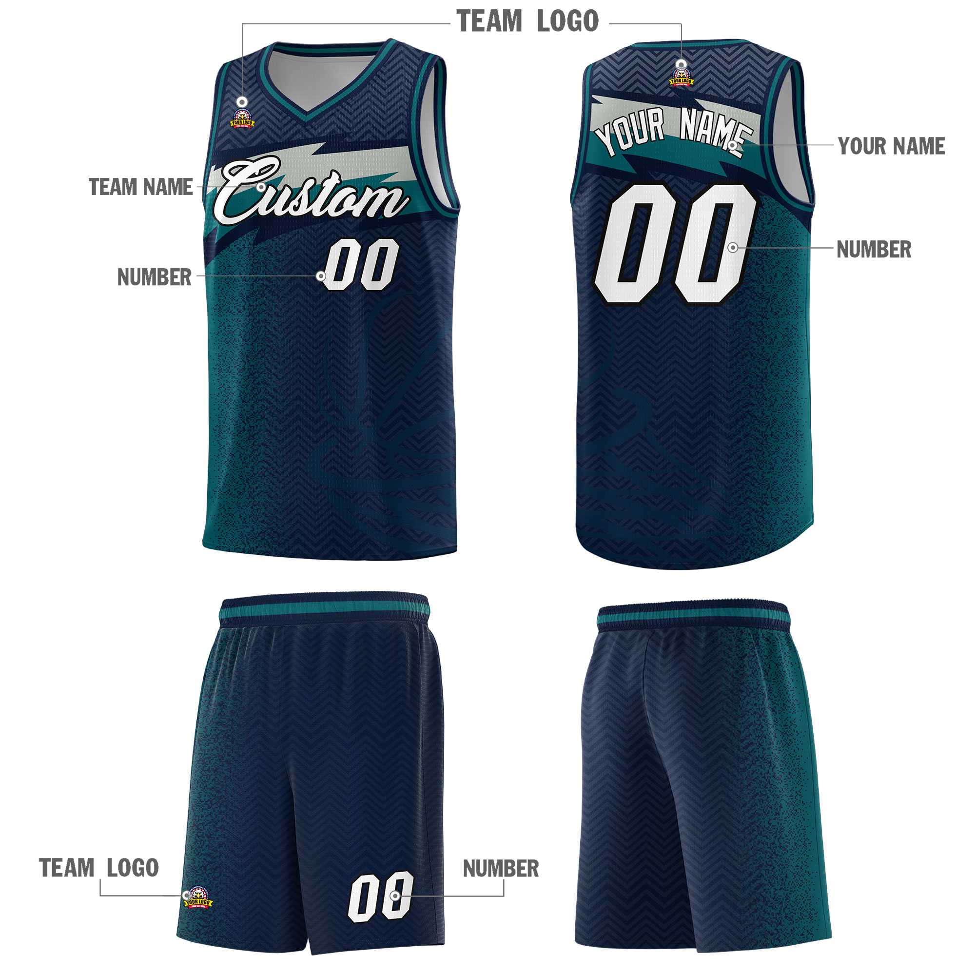 Custom Navy Dot Scatter Graffiti Pattern Sports Uniform Basketball Jersey|KXKSHOP