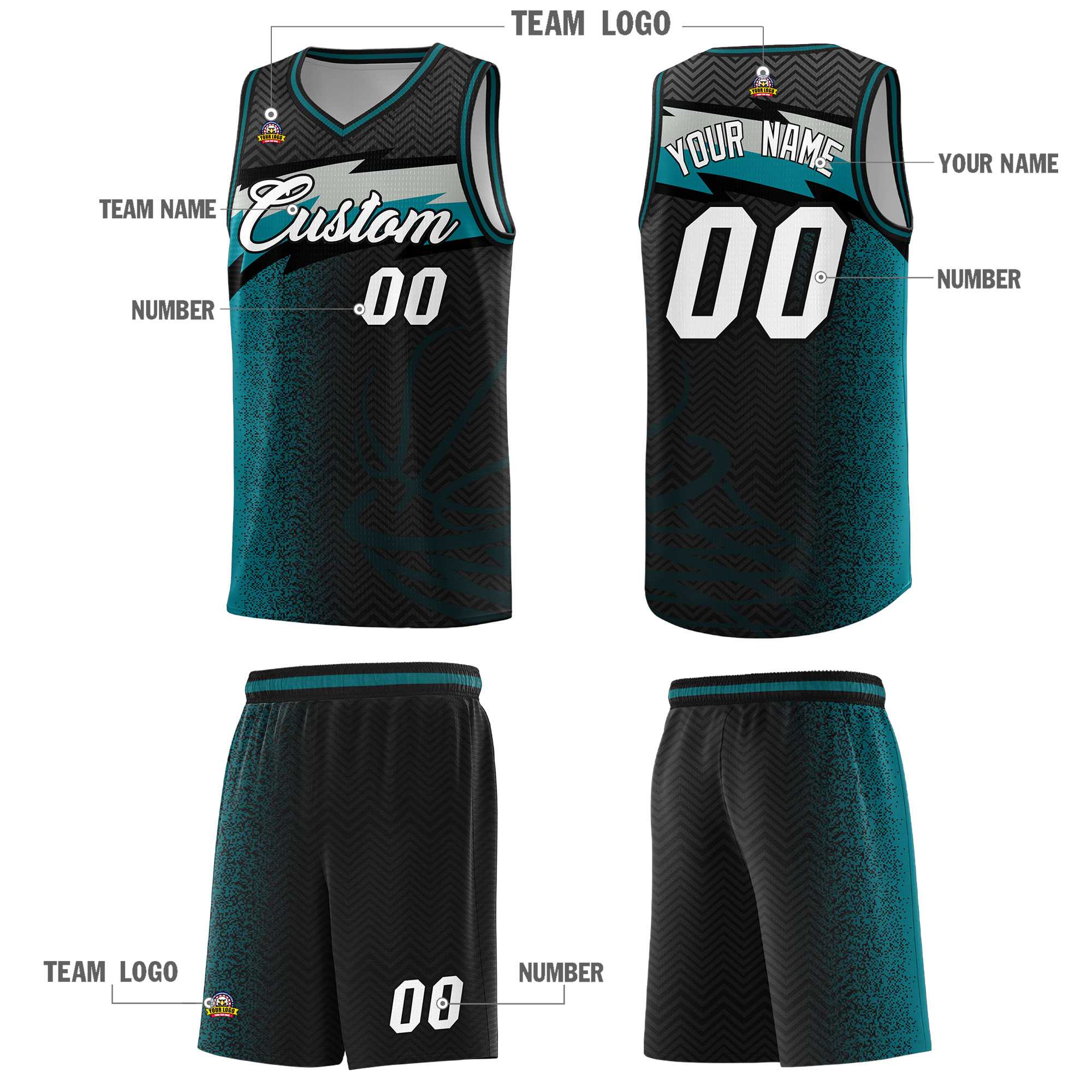 Custom Black Dot Scatter Graffiti Pattern Sports Uniform Basketball Jersey|KXKSHOP