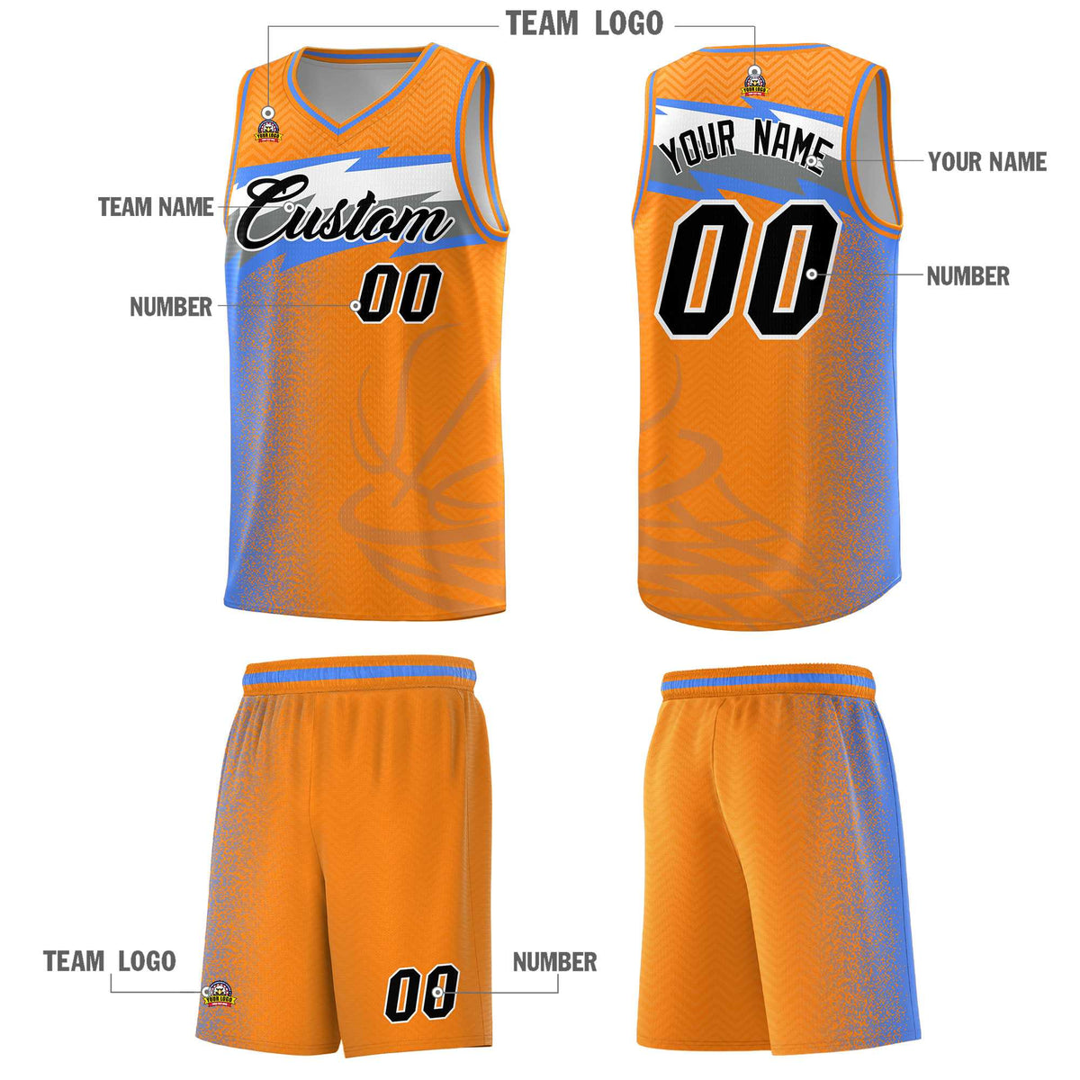 Custom Broncos Orange Dot Scatter Graffiti Pattern Sports Uniform Basketball Jersey|KXKSHOP