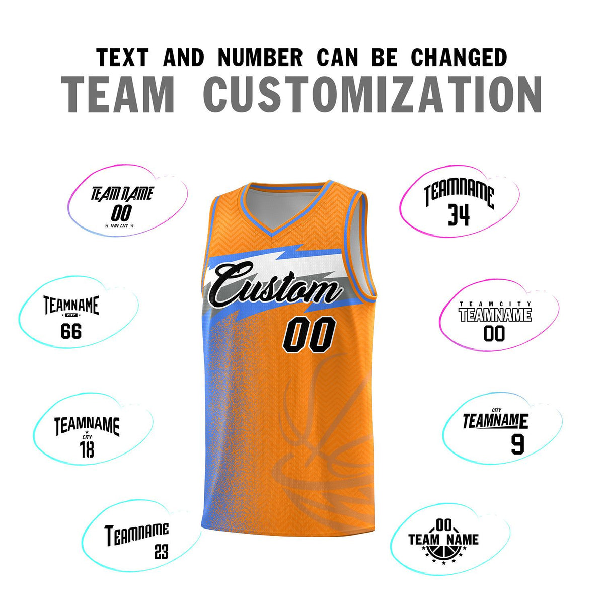 Custom Broncos Orange Dot Scatter Graffiti Pattern Sports Uniform Basketball Jersey|KXKSHOP