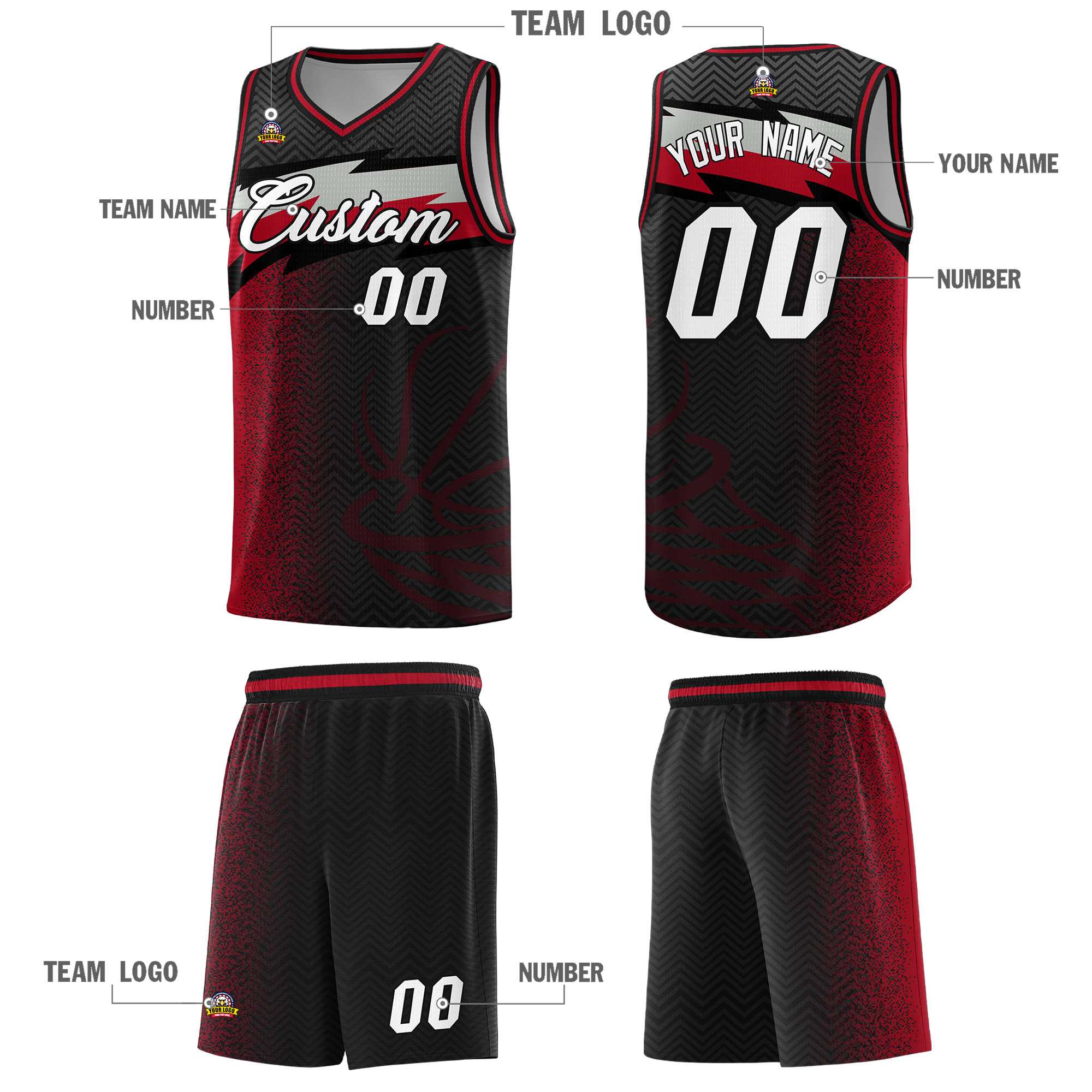 Custom Black Dot Scatter Graffiti Pattern Sports Uniform Basketball Jersey|KXKSHOP