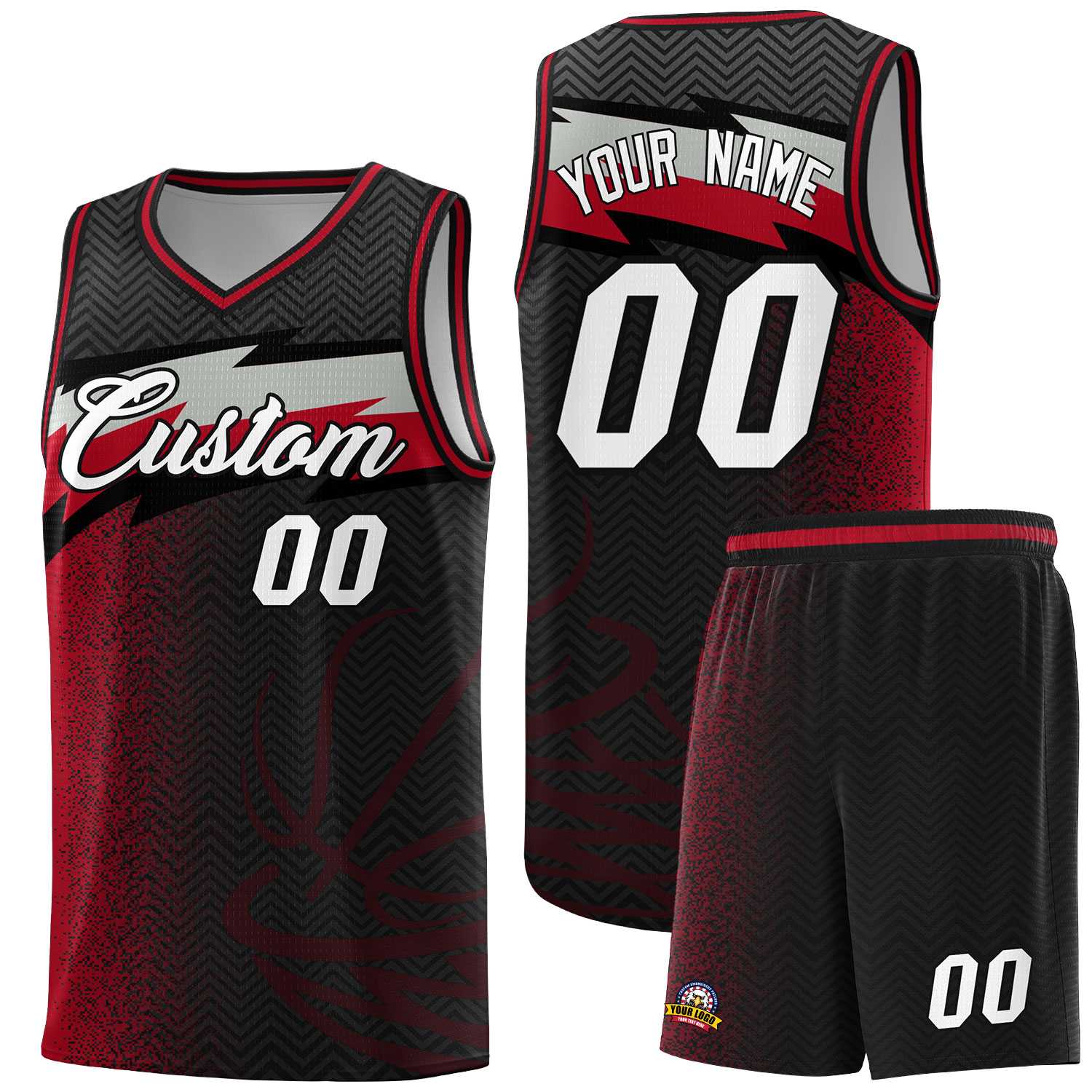 Custom Black Dot Scatter Graffiti Pattern Sports Uniform Basketball Jersey|KXKSHOP
