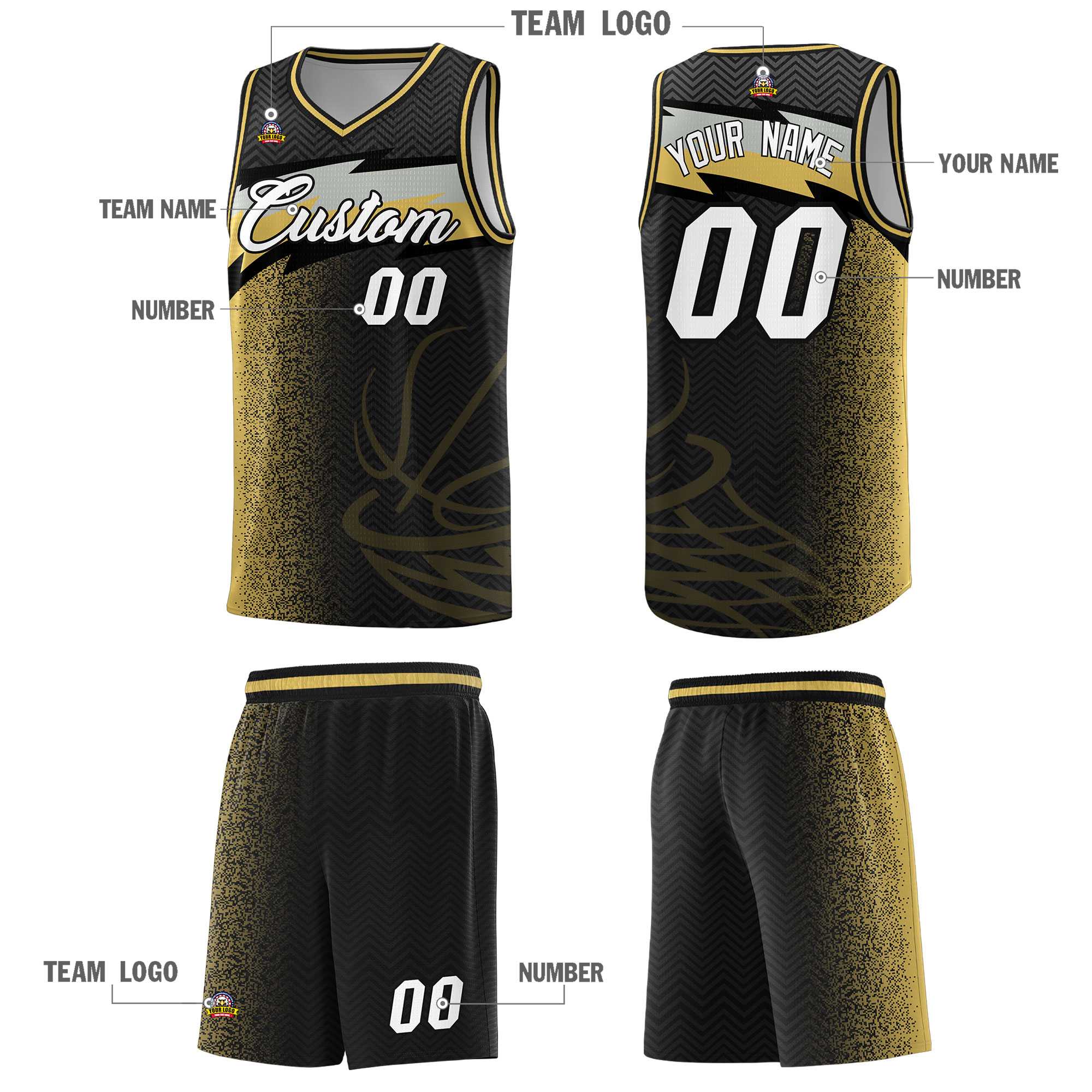 Custom Black Dot Scatter Graffiti Pattern Sports Uniform Basketball Jersey|KXKSHOP