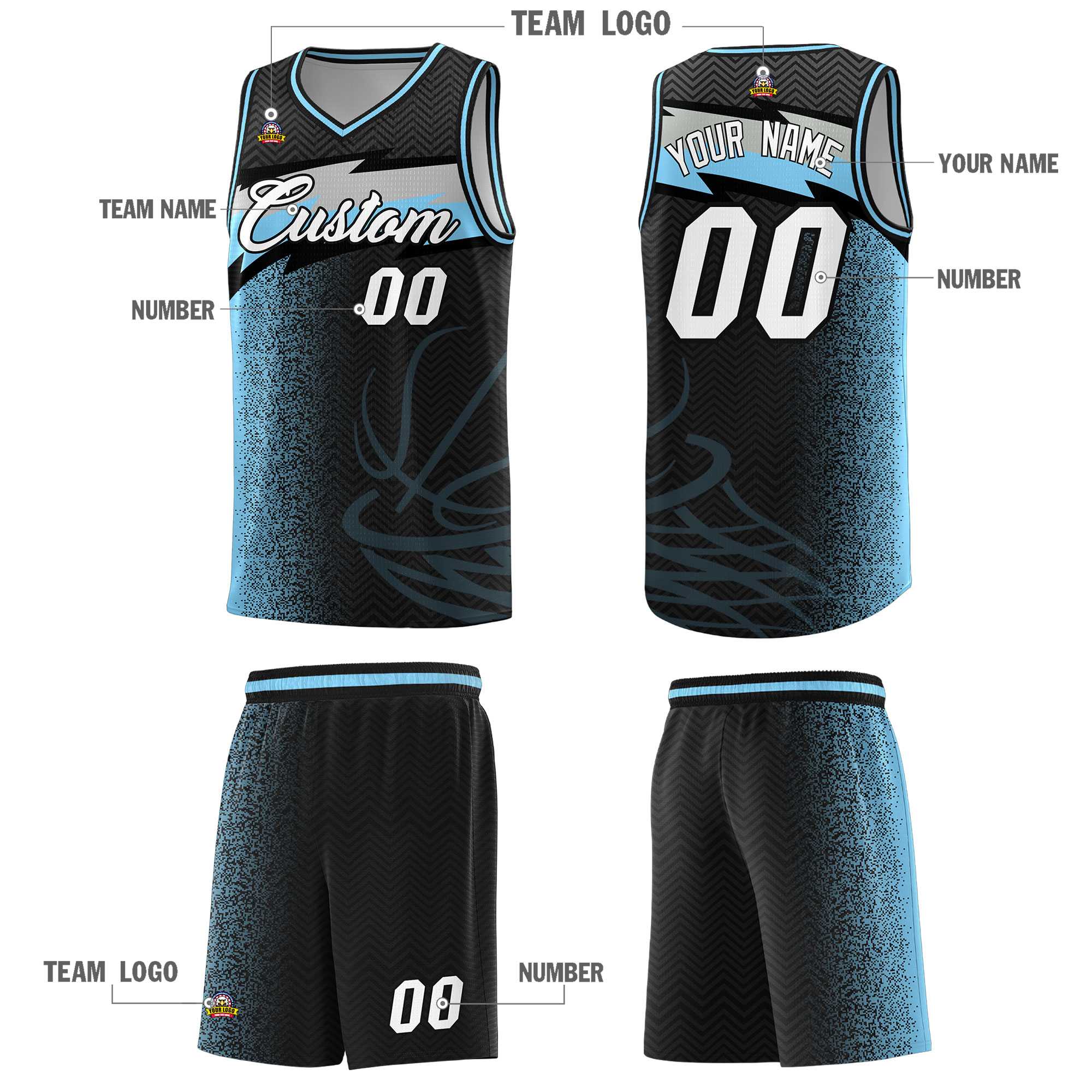 Custom Black Dot Scatter Graffiti Pattern Sports Uniform Basketball Jersey|KXKSHOP