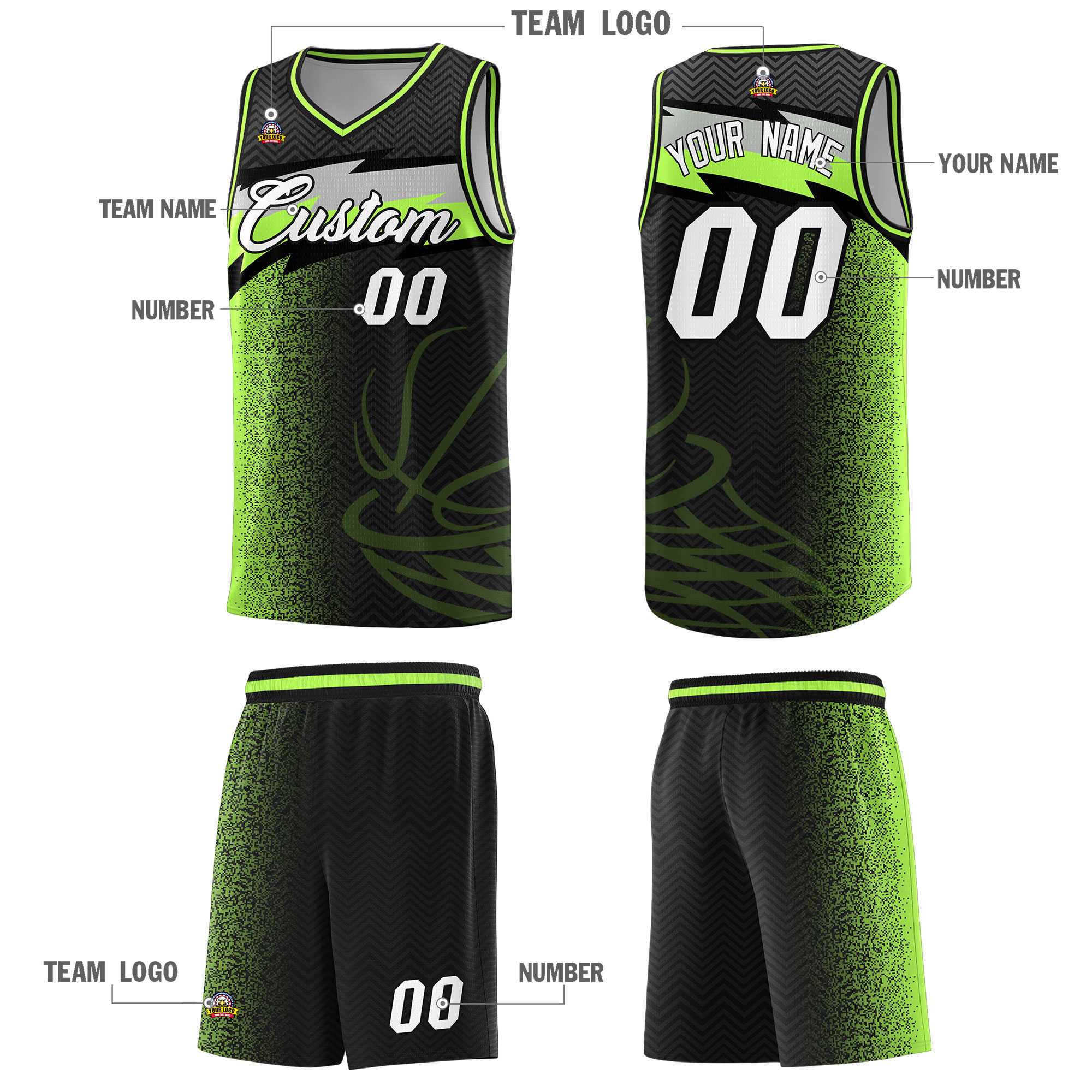Custom Black Dot Scatter Graffiti Pattern Sports Uniform Basketball Jersey|KXKSHOP