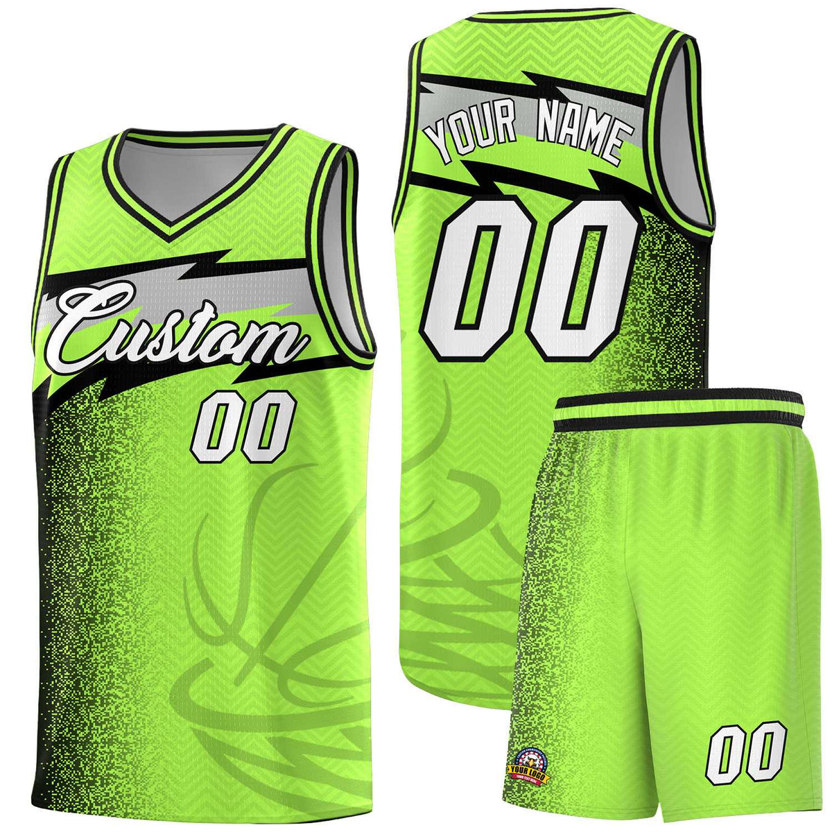 Custom Neon Green Dot Scatter Graffiti Pattern Sports Uniform Basketball Jersey|KXKSHOP