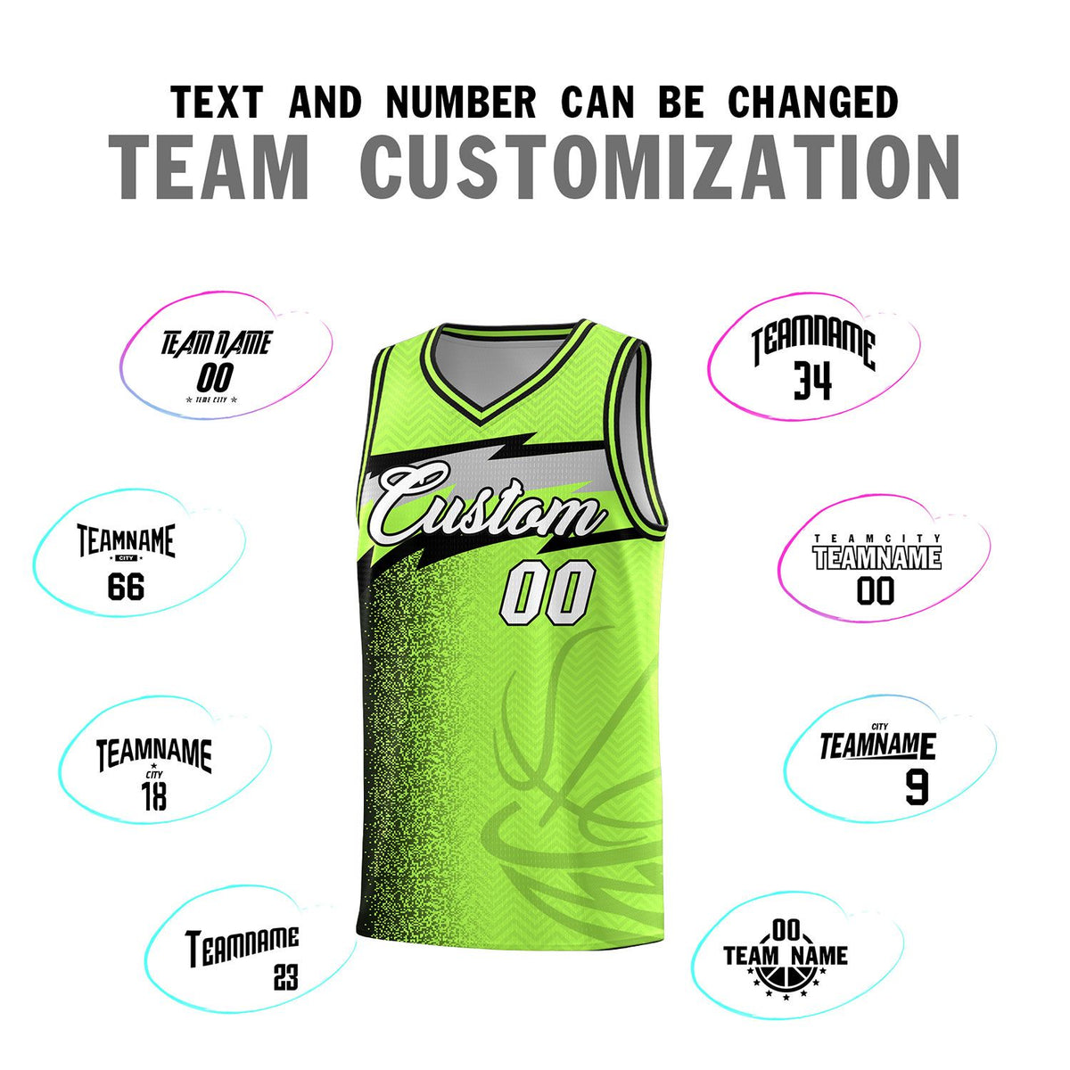 Custom Neon Green Dot Scatter Graffiti Pattern Sports Uniform Basketball Jersey|KXKSHOP